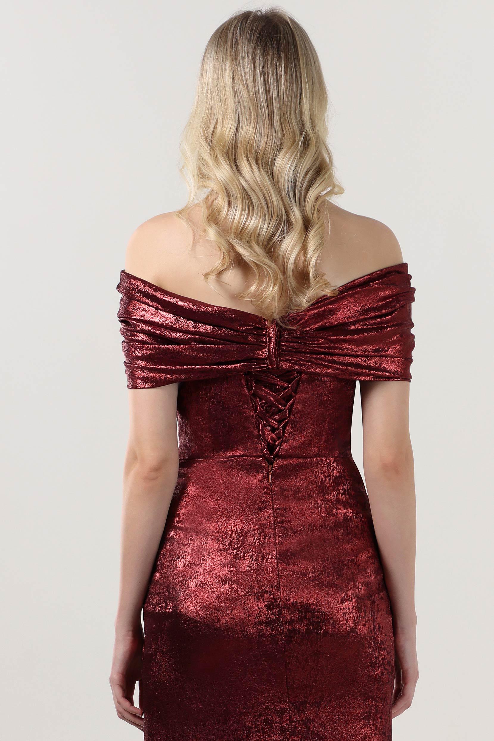 Trumpet-Mermaid Sweep-Brush Train Metallic Formal Dress CS0646 - COCOMELODY