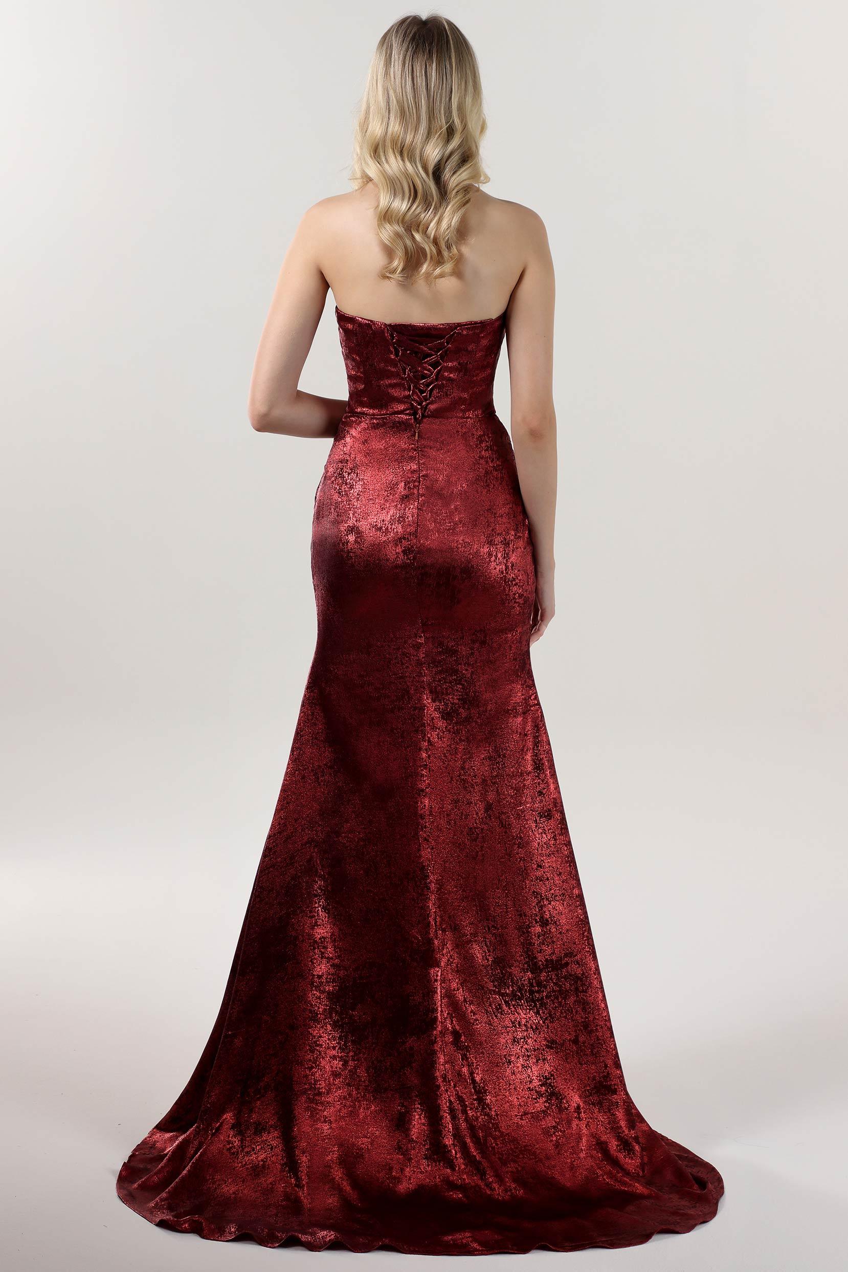 Trumpet-Mermaid Sweep-Brush Train Metallic Formal Dress CS0646 - COCOMELODY