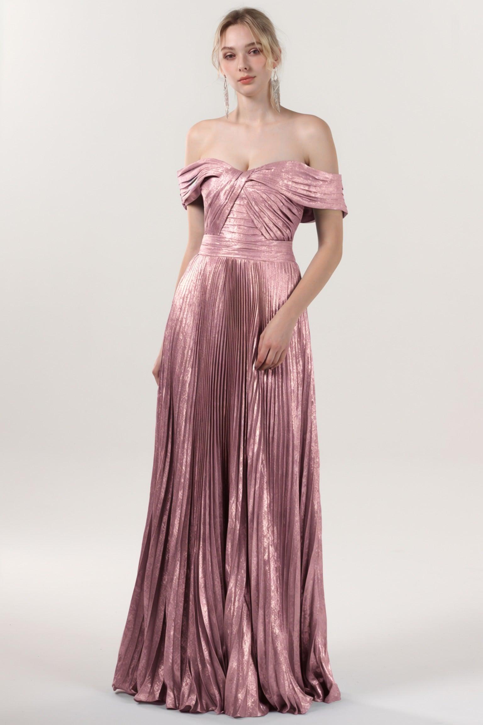 A-line Maxi Metallic Formal Dress CS0649 - COCOMELODY
