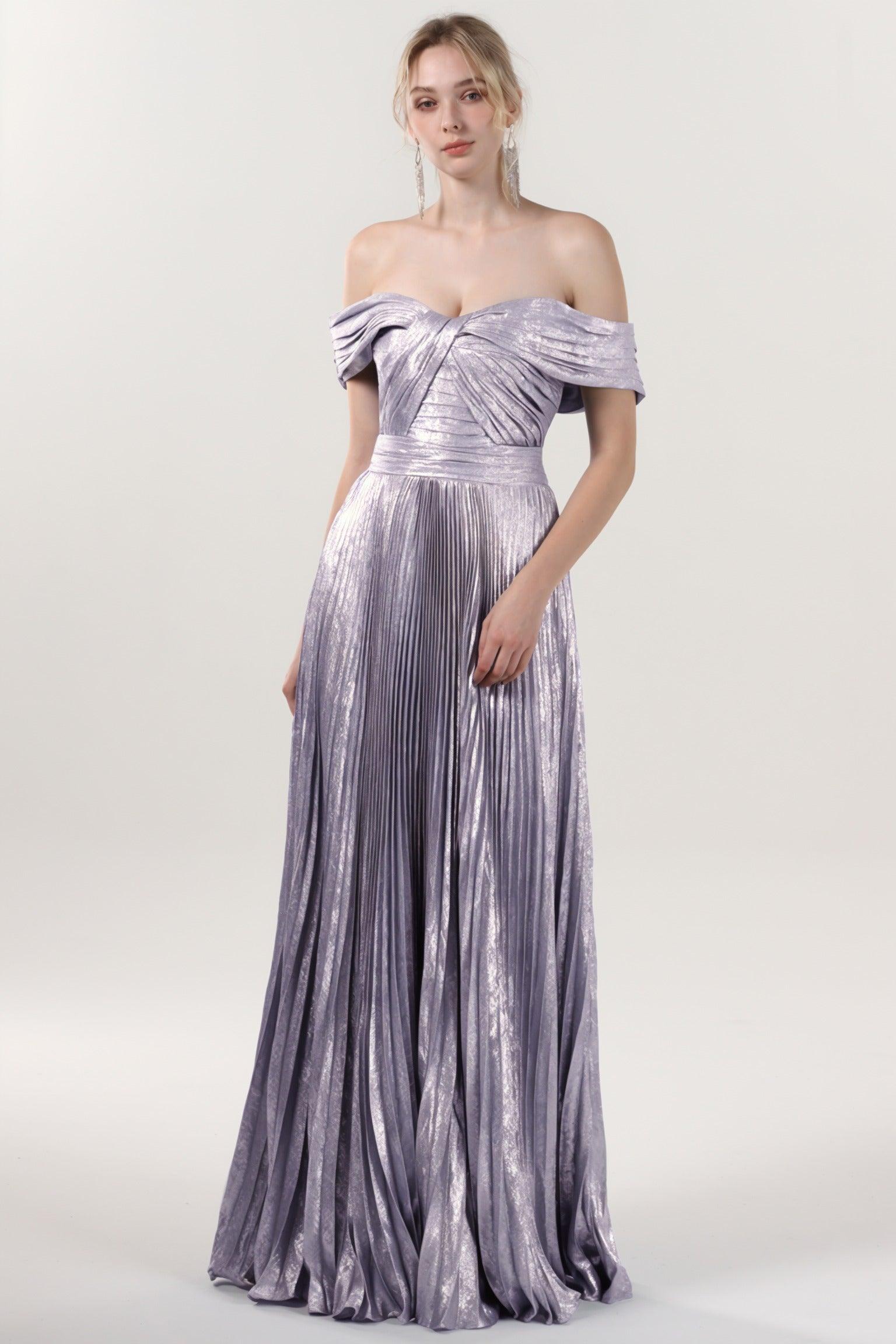 A-line Maxi Metallic Formal Dress CS0649 - COCOMELODY