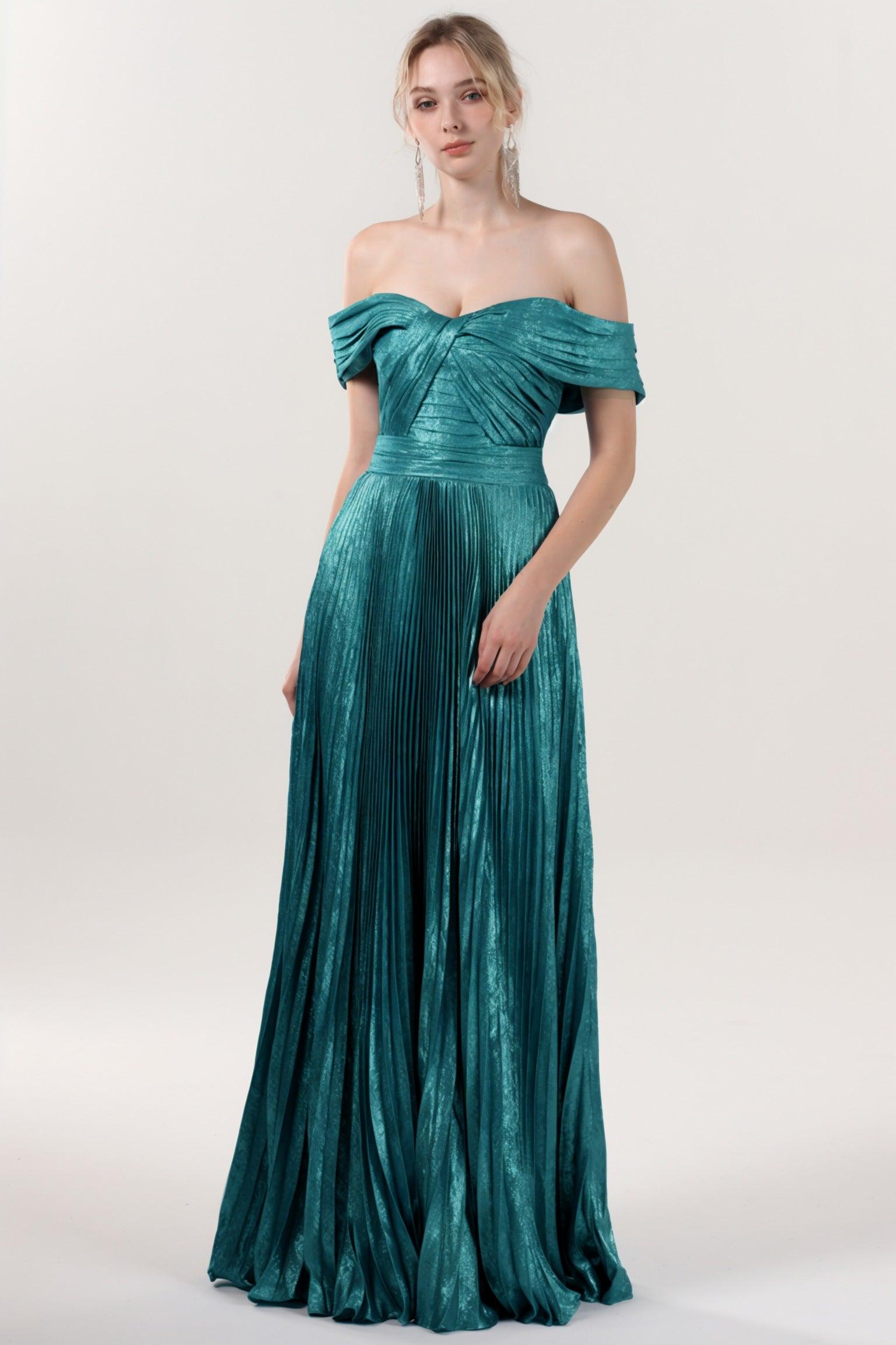 A-line Maxi Metallic Formal Dress CS0649 - COCOMELODY