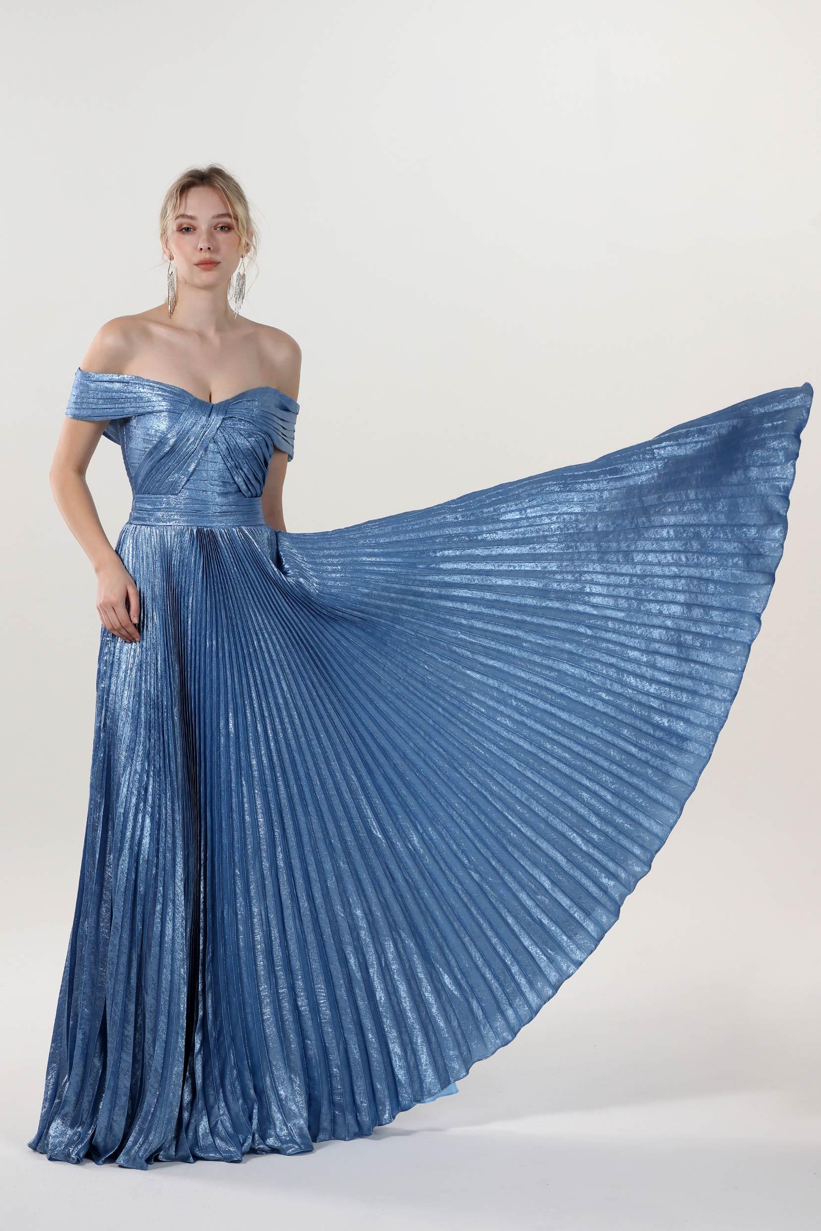 A-line Maxi Metallic Formal Dress CS0649 - COCOMELODY