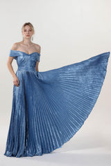 A-line Maxi Metallic Formal Dress CS0649 - COCOMELODY