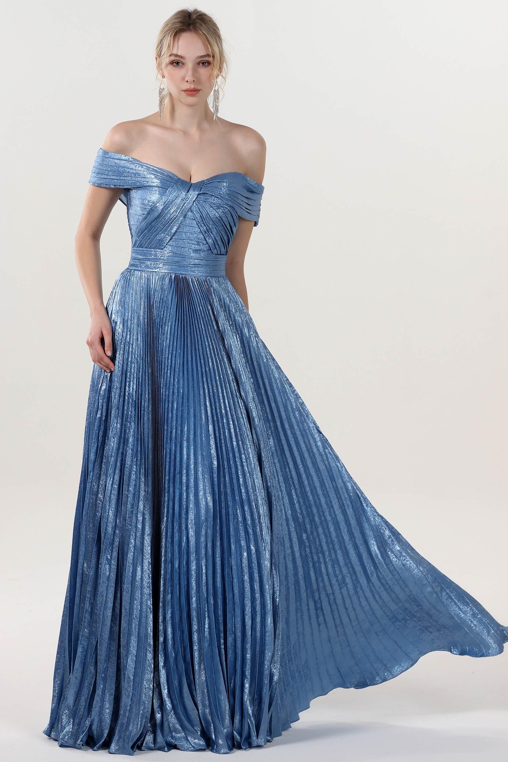 A-line Maxi Metallic Formal Dress CS0649 - COCOMELODY