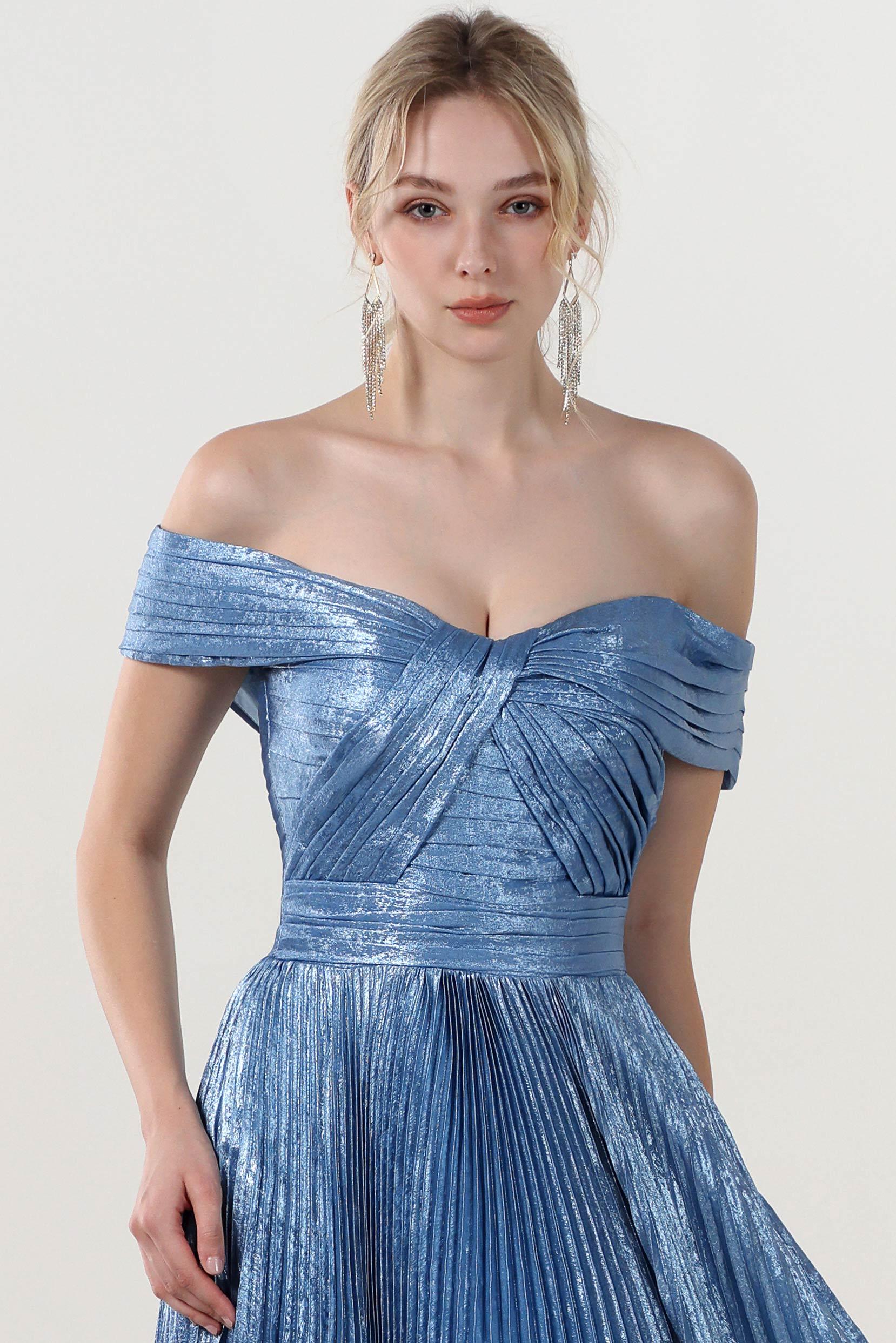 A-line Maxi Metallic Formal Dress CS0649 - COCOMELODY