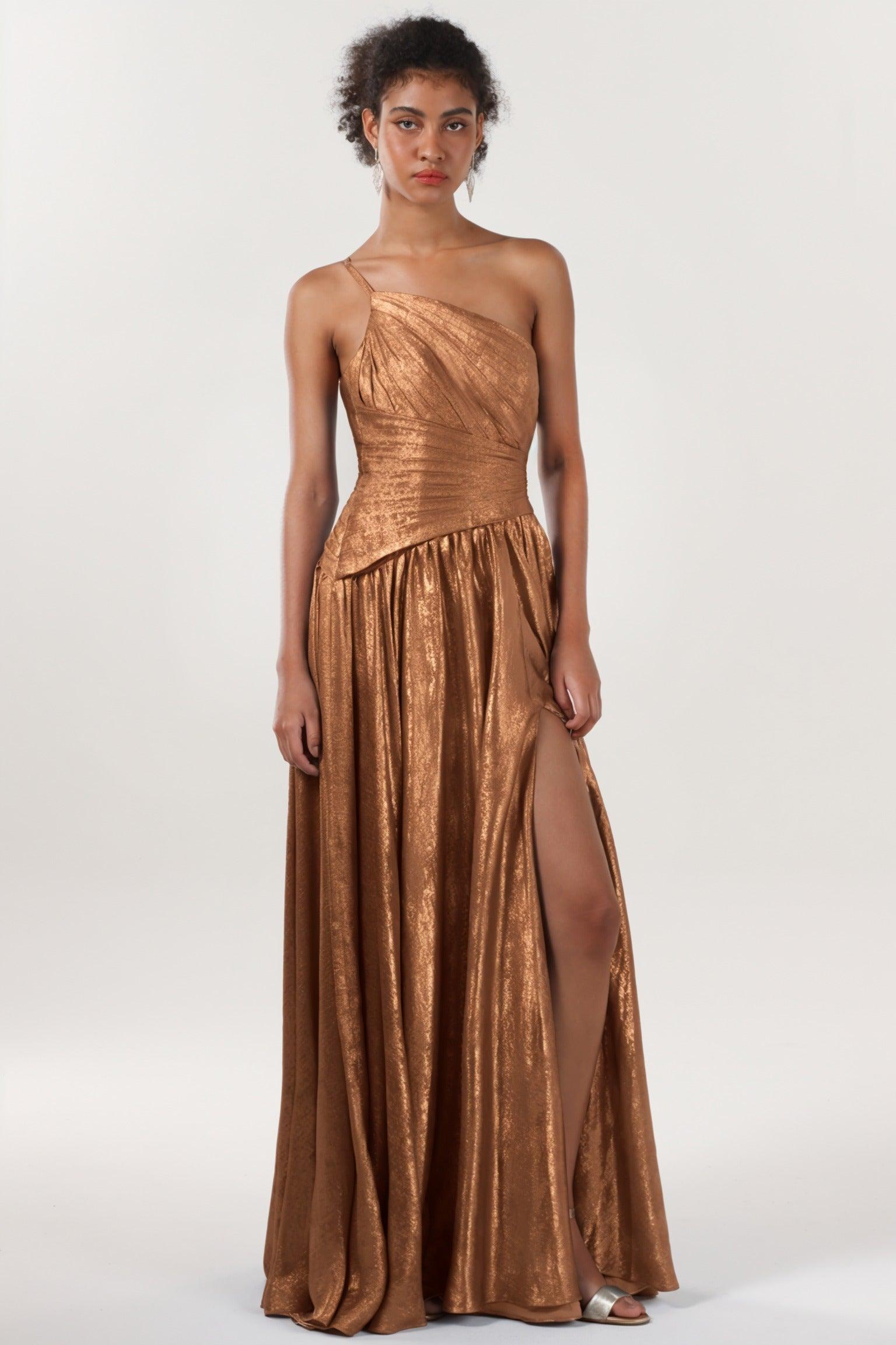 A-line Maxi Metallic Formal Dress CS0650 - COCOMELODY