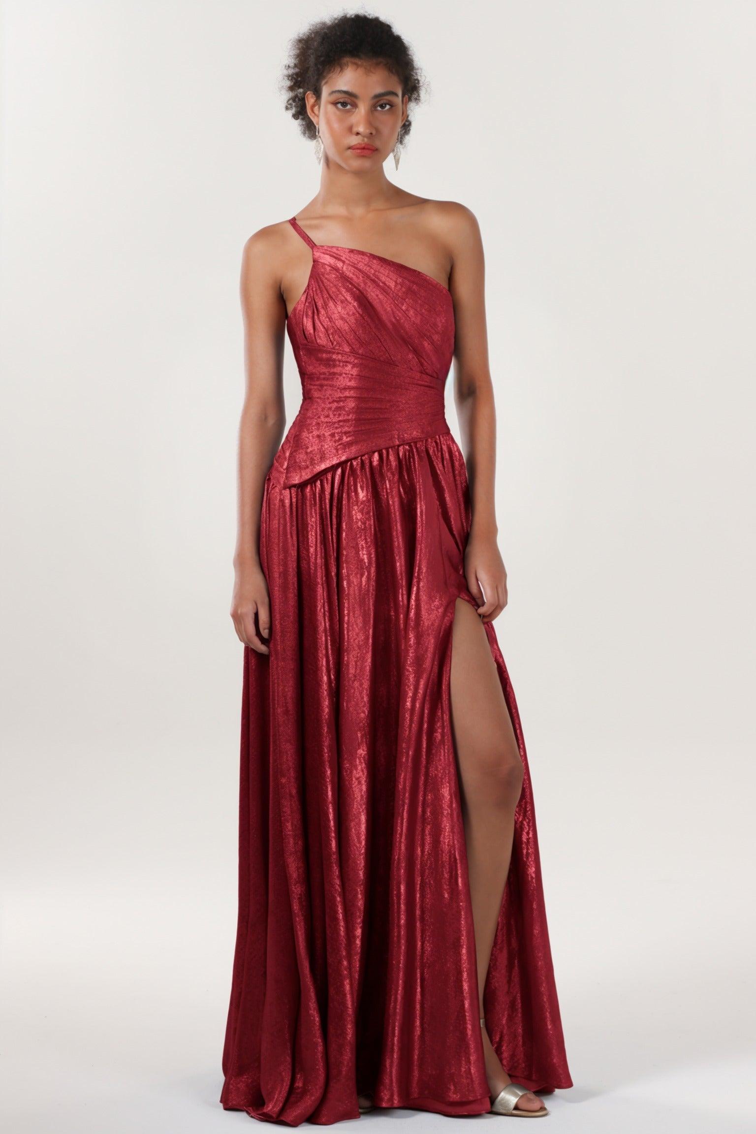 A-line Maxi Metallic Formal Dress CS0650 - COCOMELODY