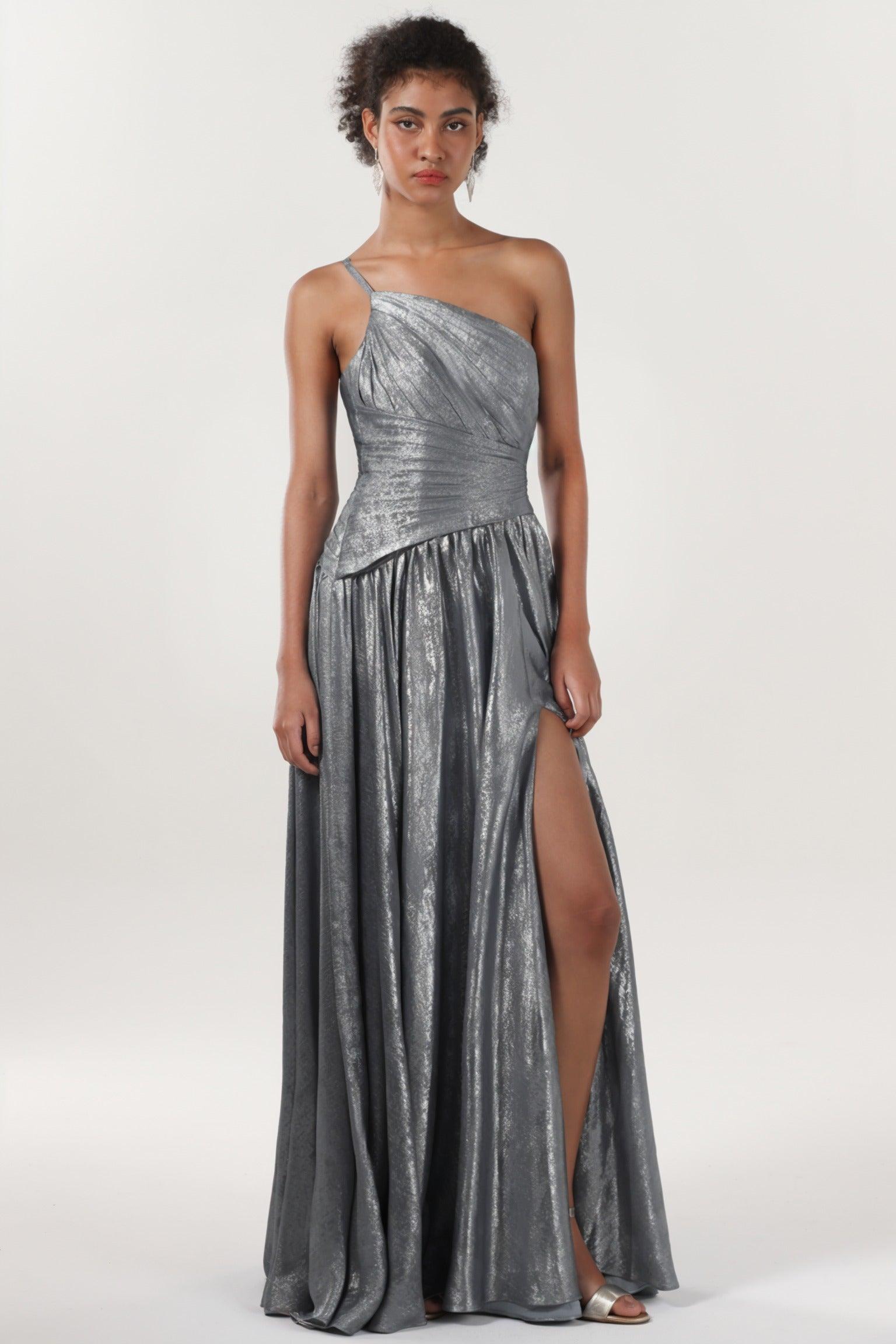 A-line Maxi Metallic Formal Dress CS0650 - COCOMELODY