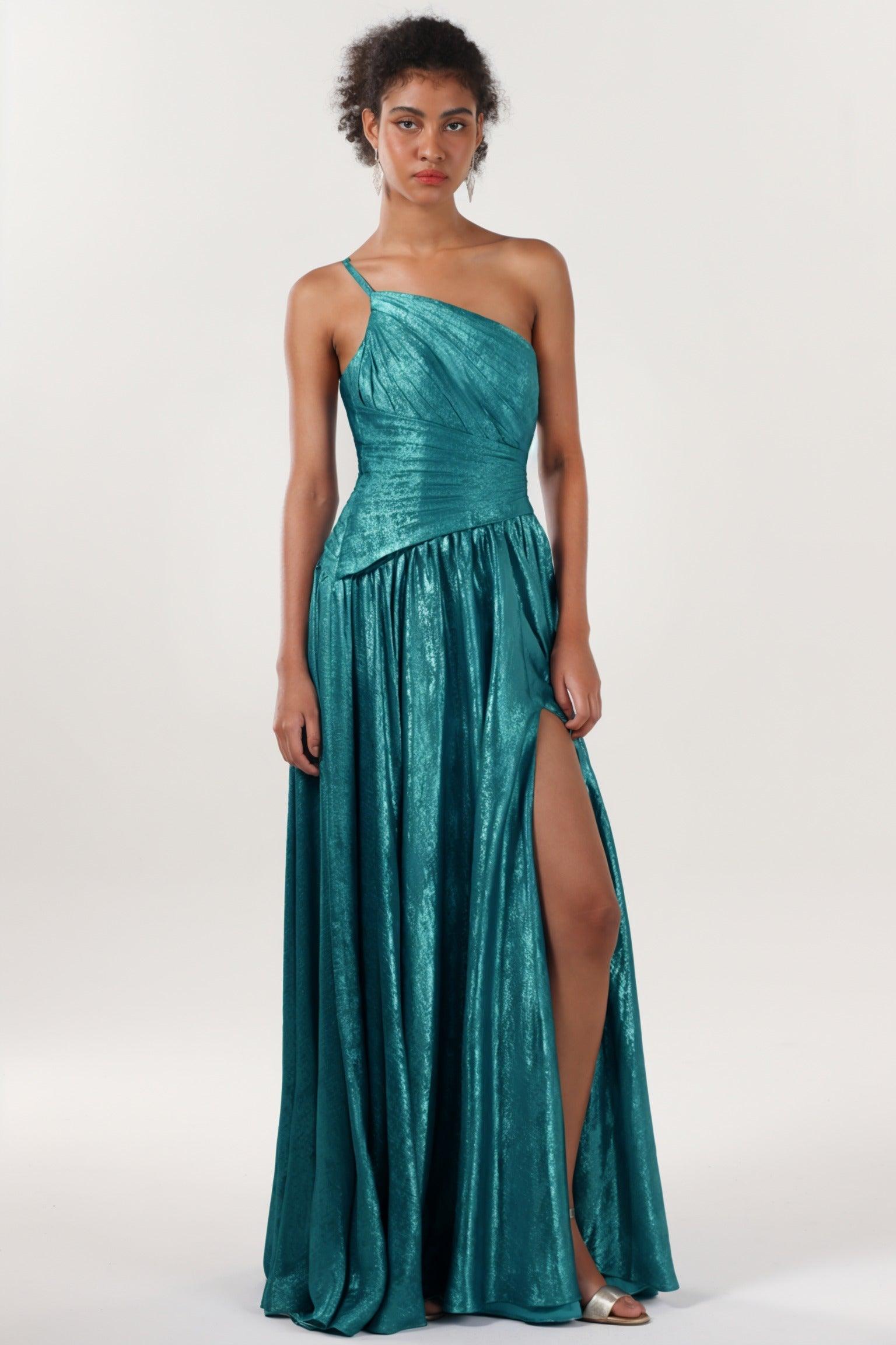 A-line Maxi Metallic Formal Dress CS0650 - COCOMELODY