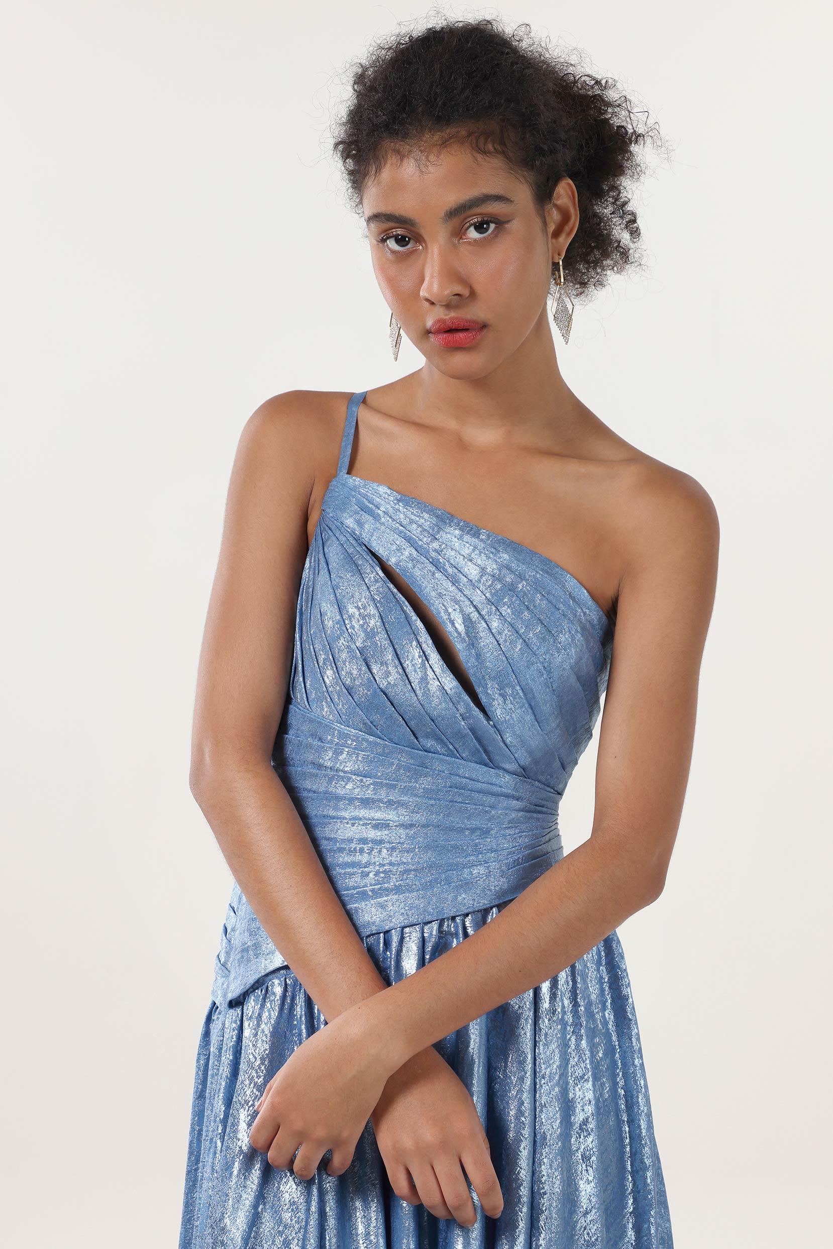 A-line Maxi Metallic Formal Dress CS0650 - COCOMELODY