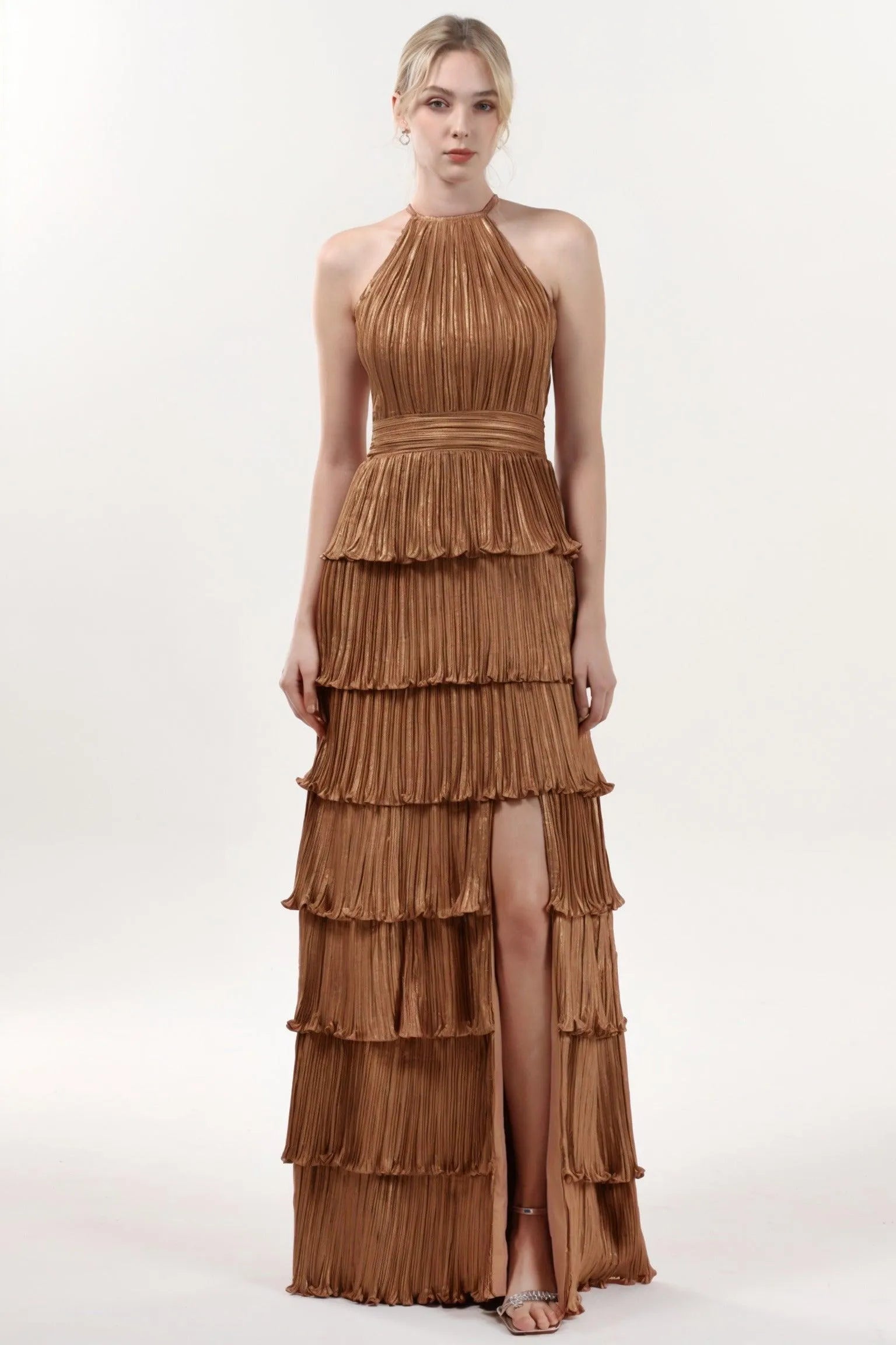A-line Maxi Metallic Formal Dress CS0652 - COCOMELODY