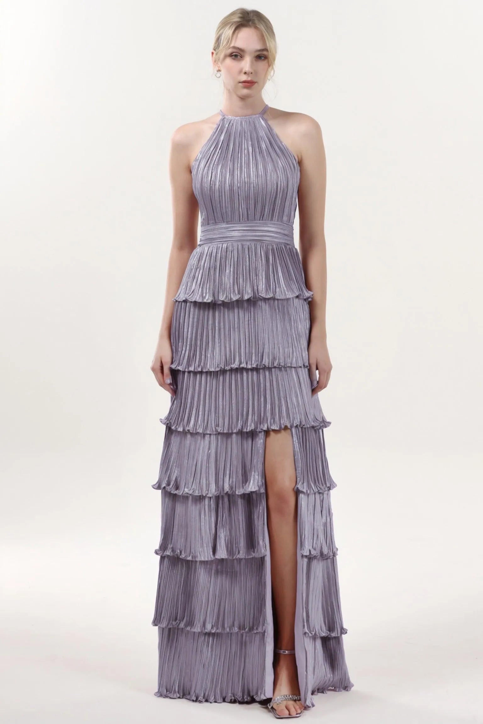 A-line Maxi Metallic Formal Dress CS0652 - COCOMELODY