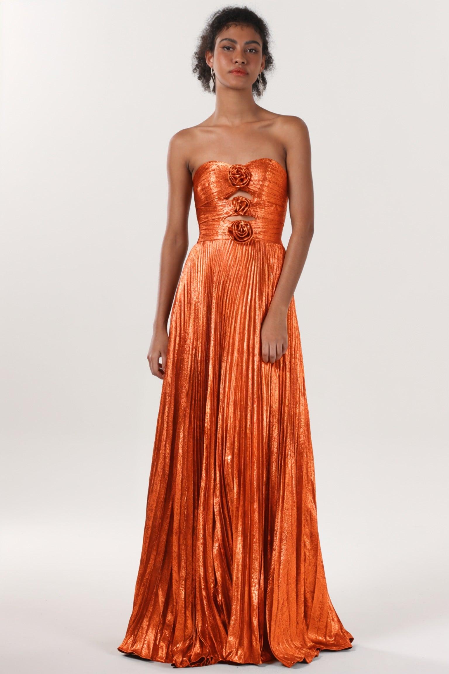 A-Line Maxi Metallic Formal Dress CS0656 - COCOMELODY