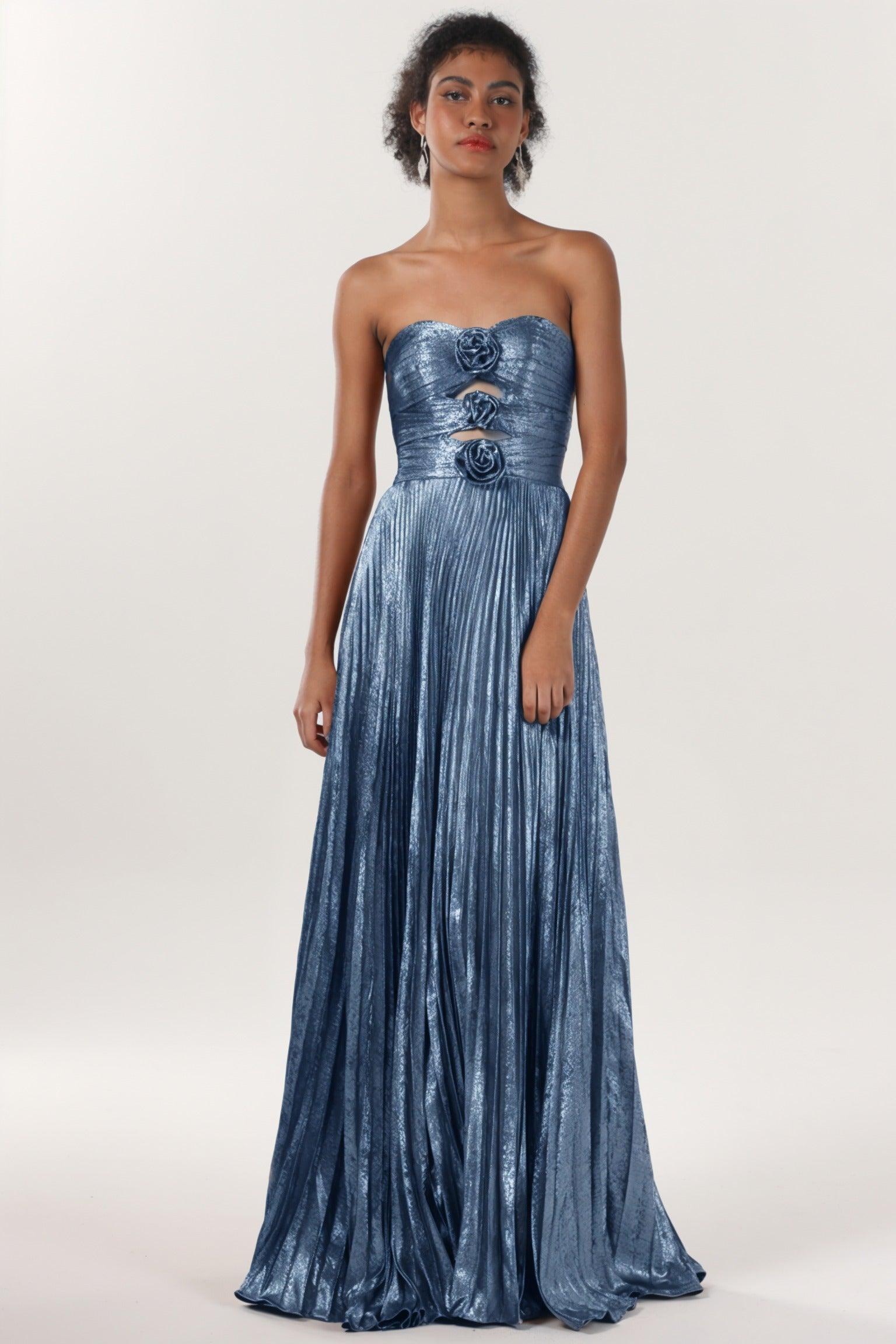 A-Line Maxi Metallic Formal Dress CS0656 - COCOMELODY