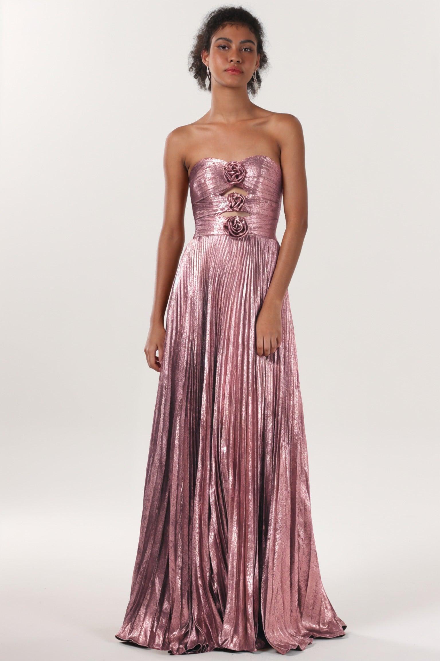 A-Line Maxi Metallic Formal Dress CS0656 - COCOMELODY