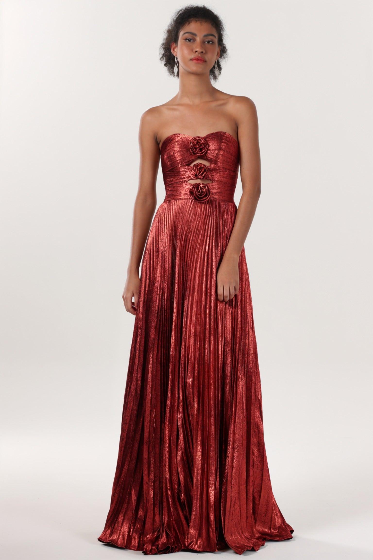 A-Line Maxi Metallic Formal Dress CS0656 - COCOMELODY