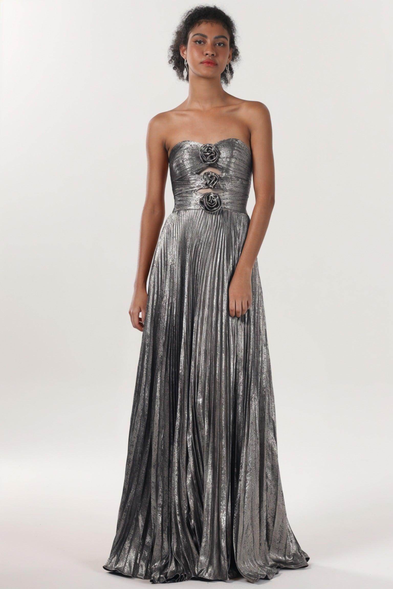 A-Line Maxi Metallic Formal Dress CS0656 - COCOMELODY