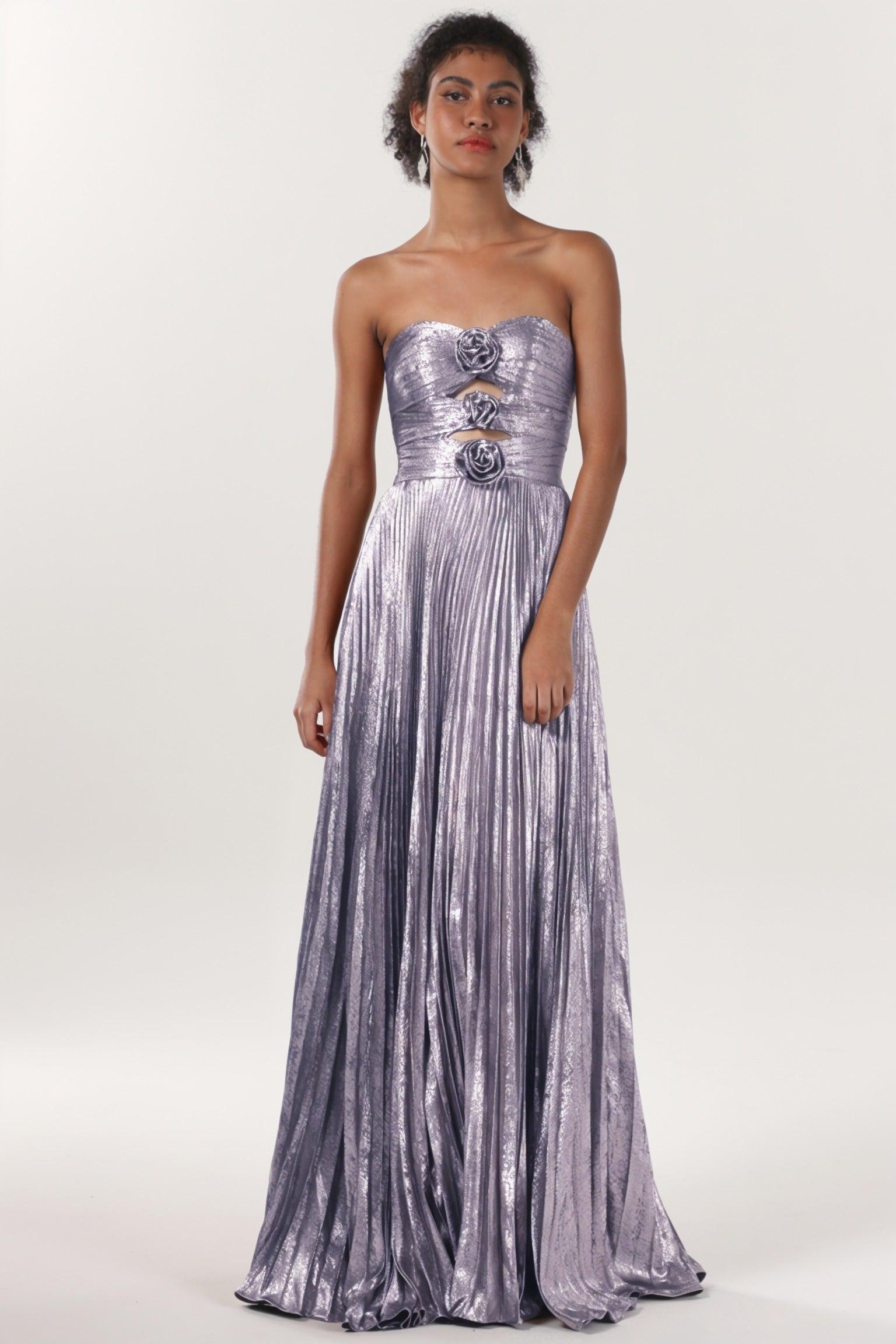 A-Line Maxi Metallic Formal Dress CS0656 - COCOMELODY