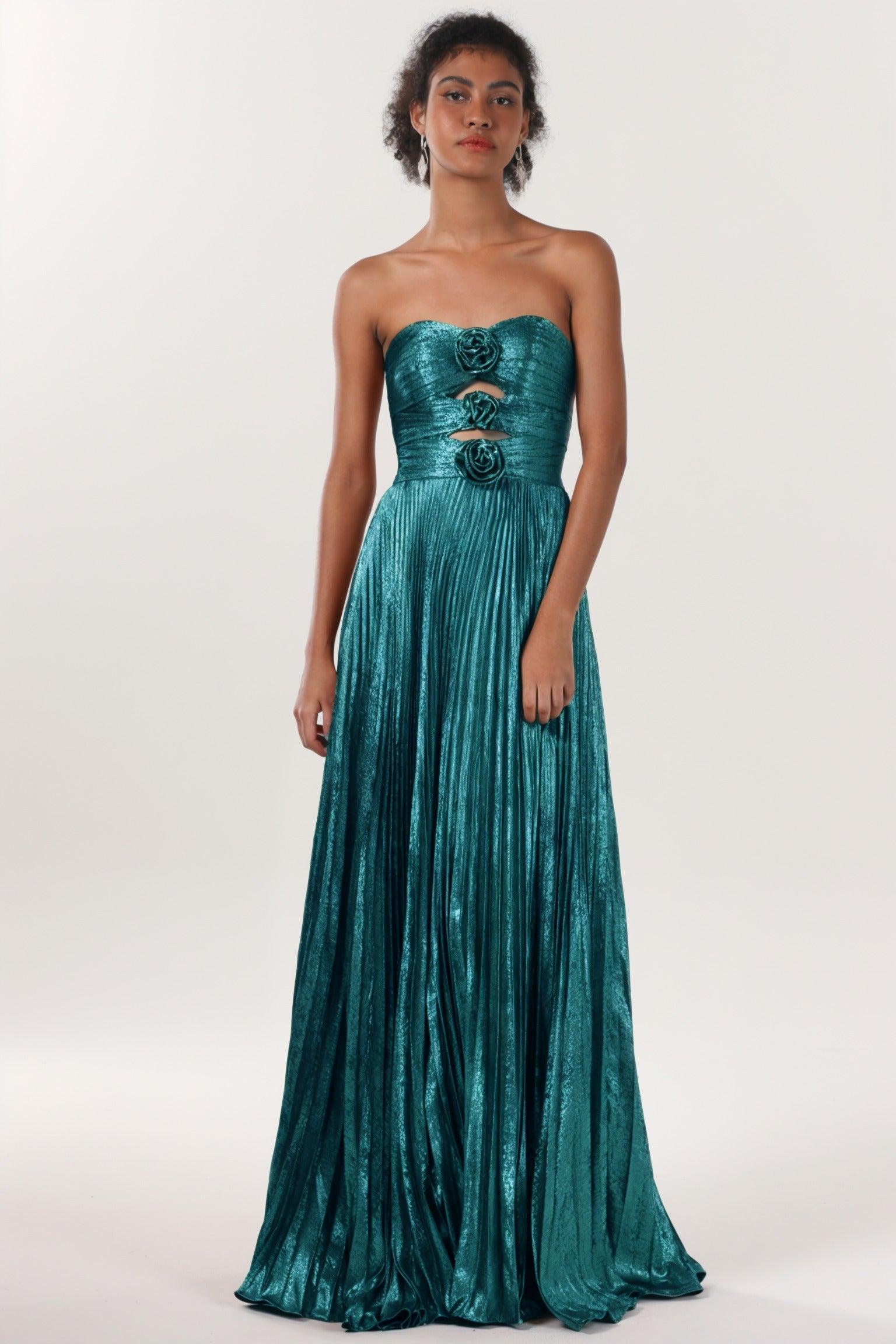 A-Line Maxi Metallic Formal Dress CS0656 - COCOMELODY