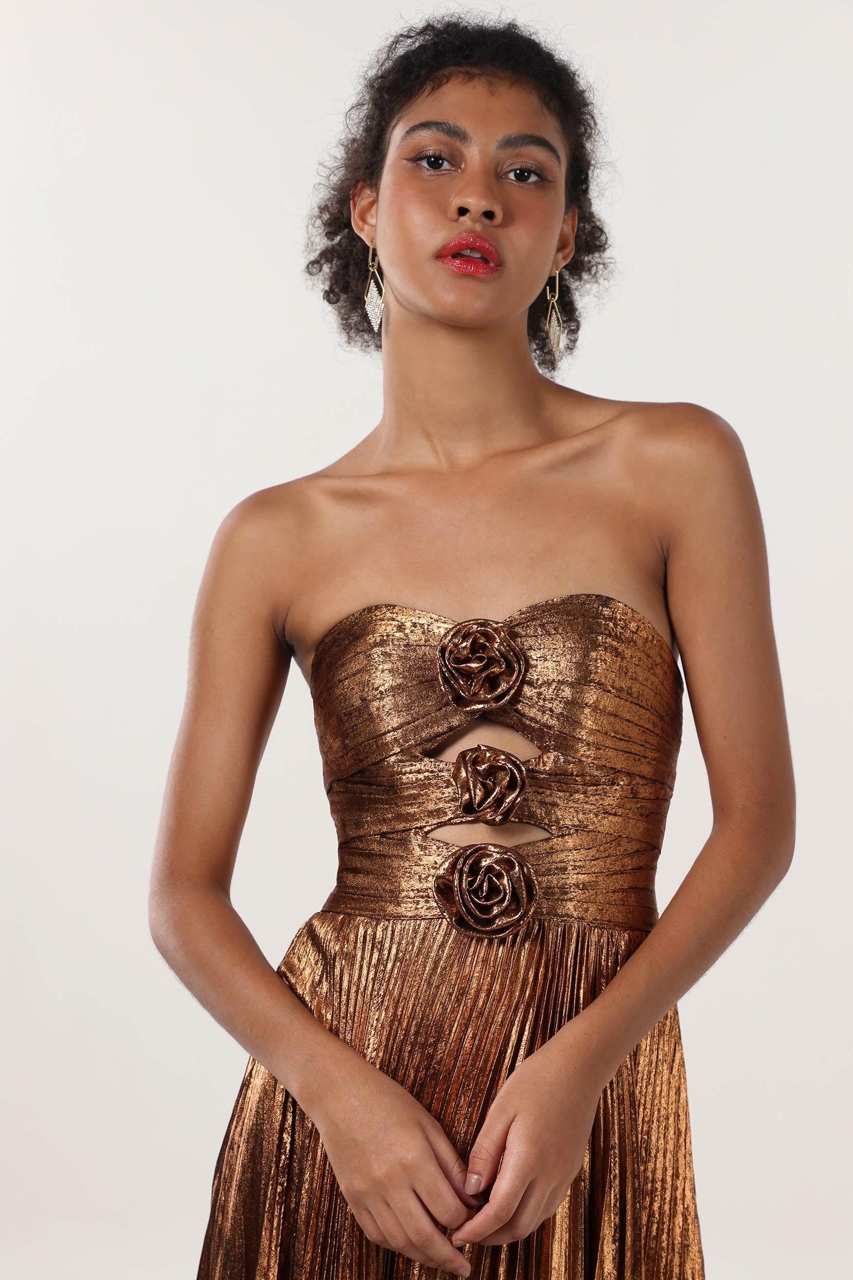 A-Line Maxi Metallic Formal Dress CS0656 - COCOMELODY