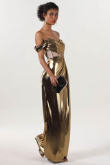 Sheath-Column Maxi Metallic Formal Dress CS0658 - COCOMELODY