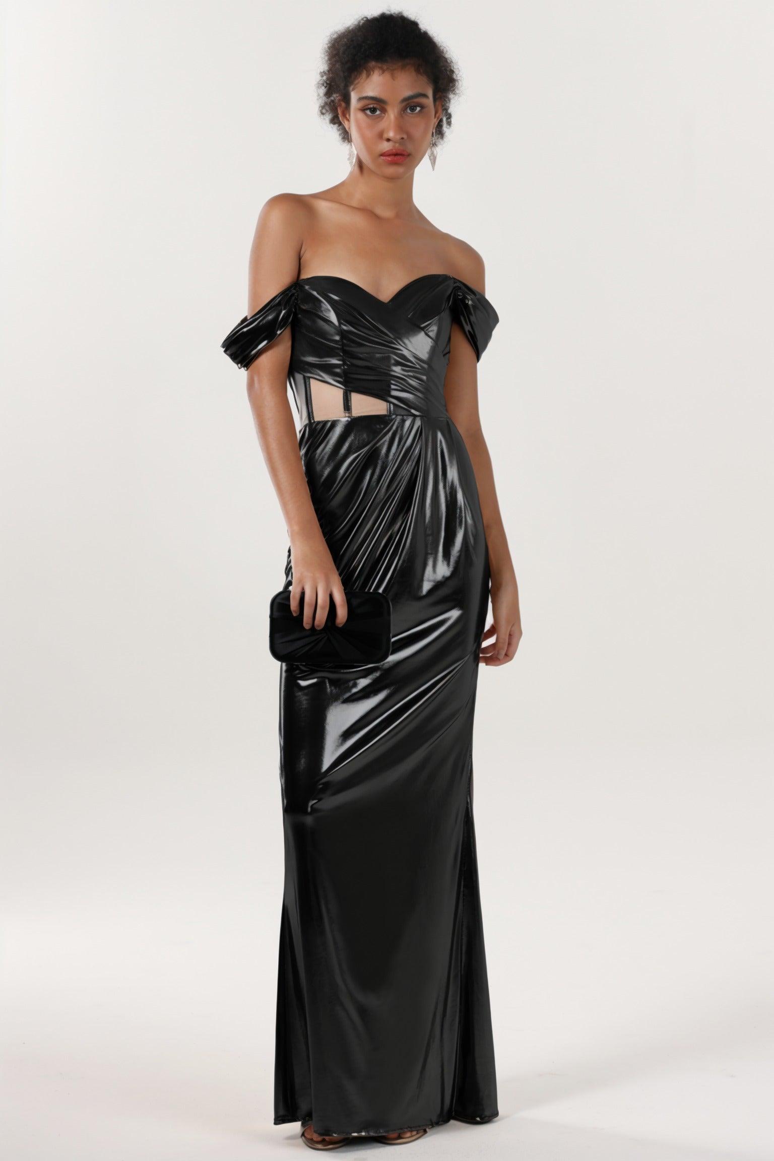 Sheath-Column Maxi Metallic Formal Dress CS0658 - COCOMELODY