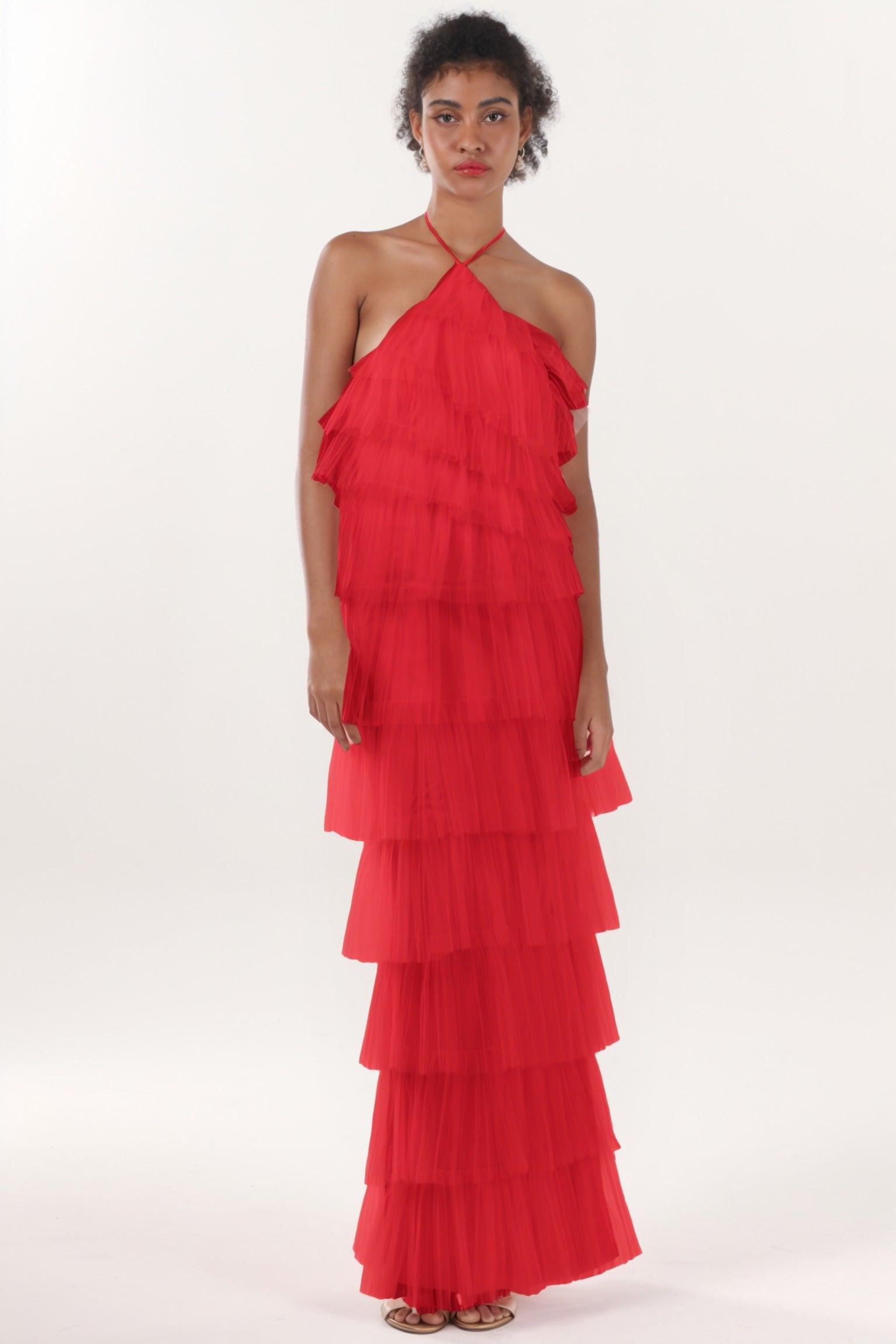 Sheath-Column Maxi Tulle Formal Dress CS0659 - COCOMELODY
