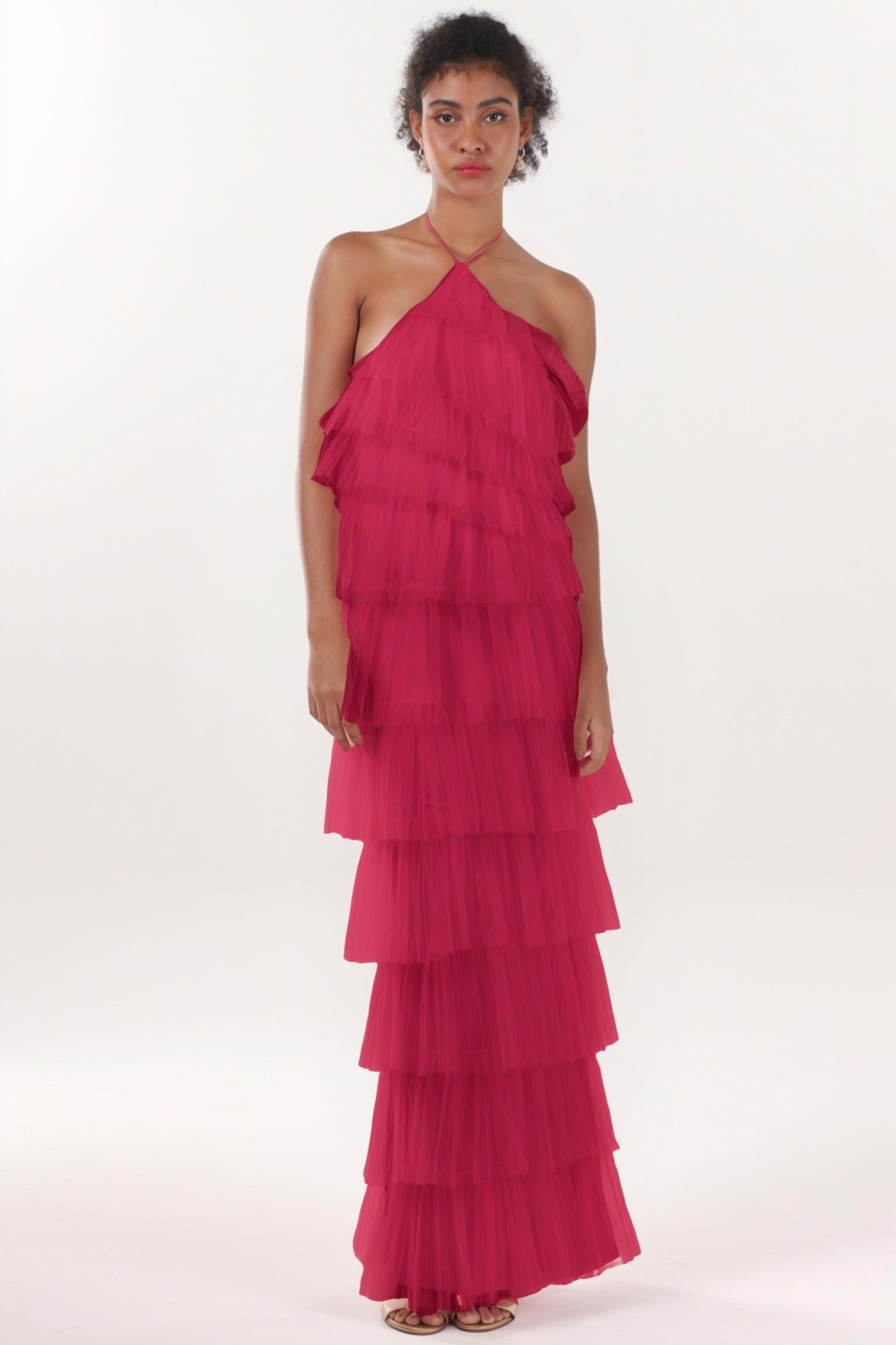 Sheath-Column Maxi Tulle Formal Dress CS0659 - COCOMELODY