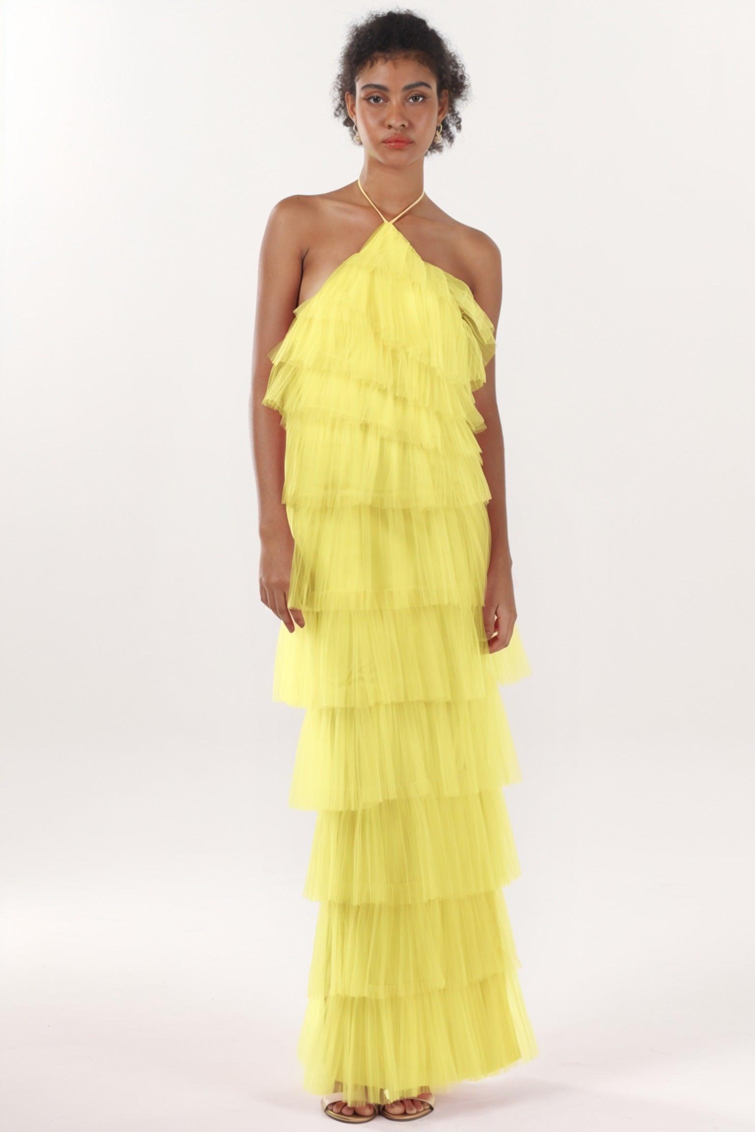 Sheath-Column Maxi Tulle Formal Dress CS0659 - COCOMELODY