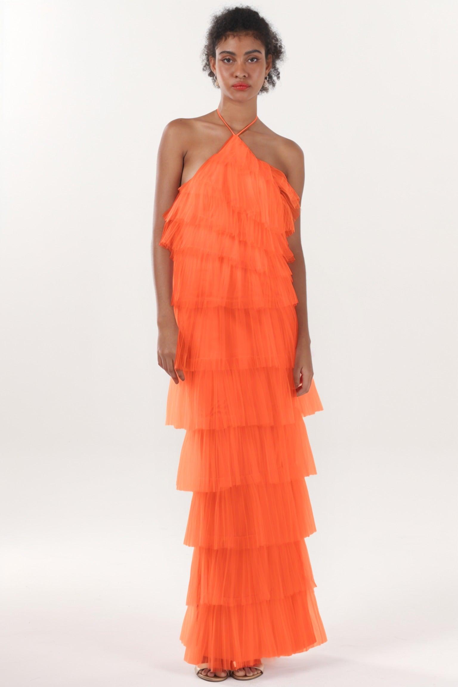 Sheath-Column Maxi Tulle Formal Dress CS0659 - COCOMELODY