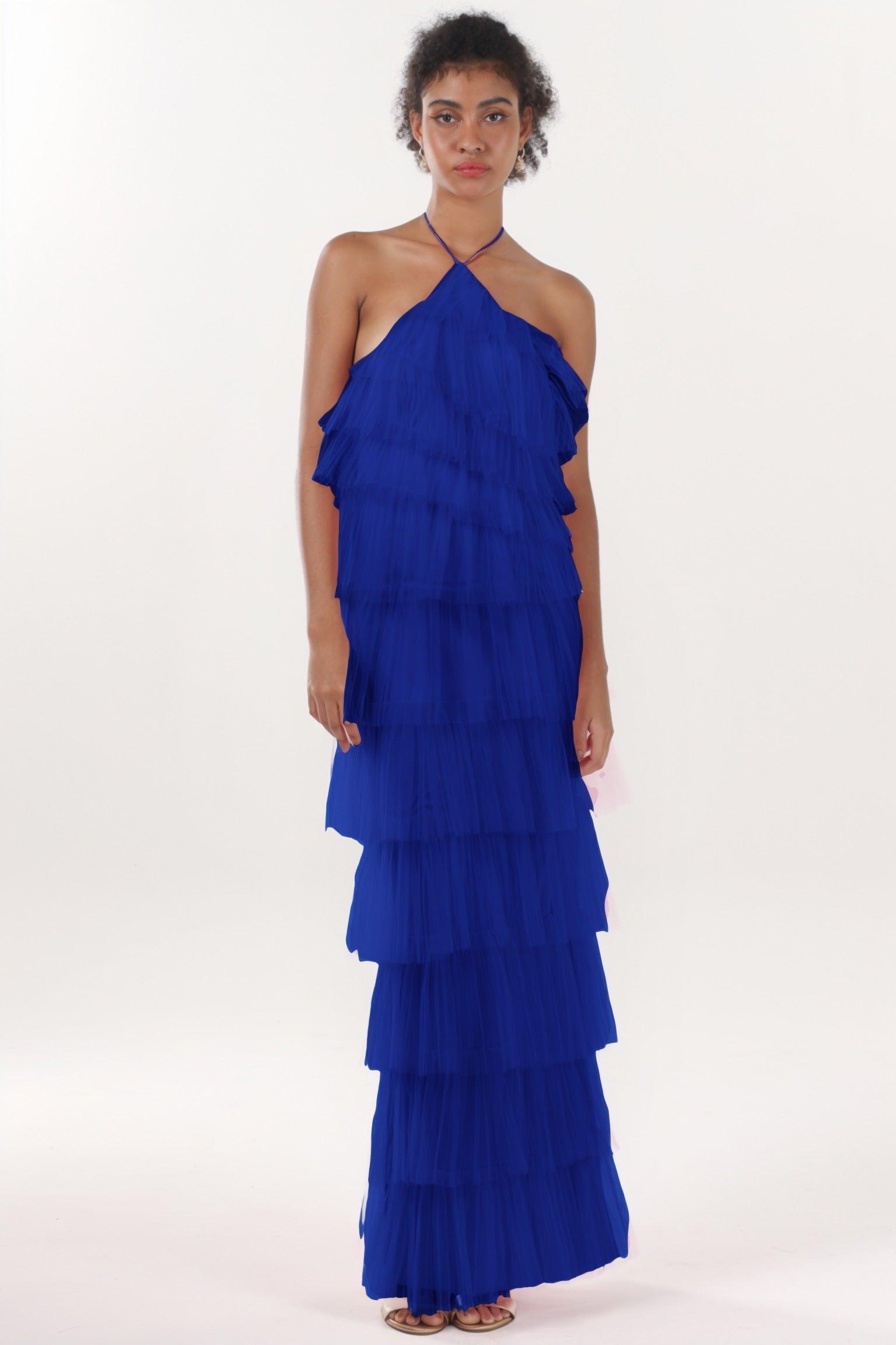 Sheath-Column Maxi Tulle Formal Dress CS0659 - COCOMELODY