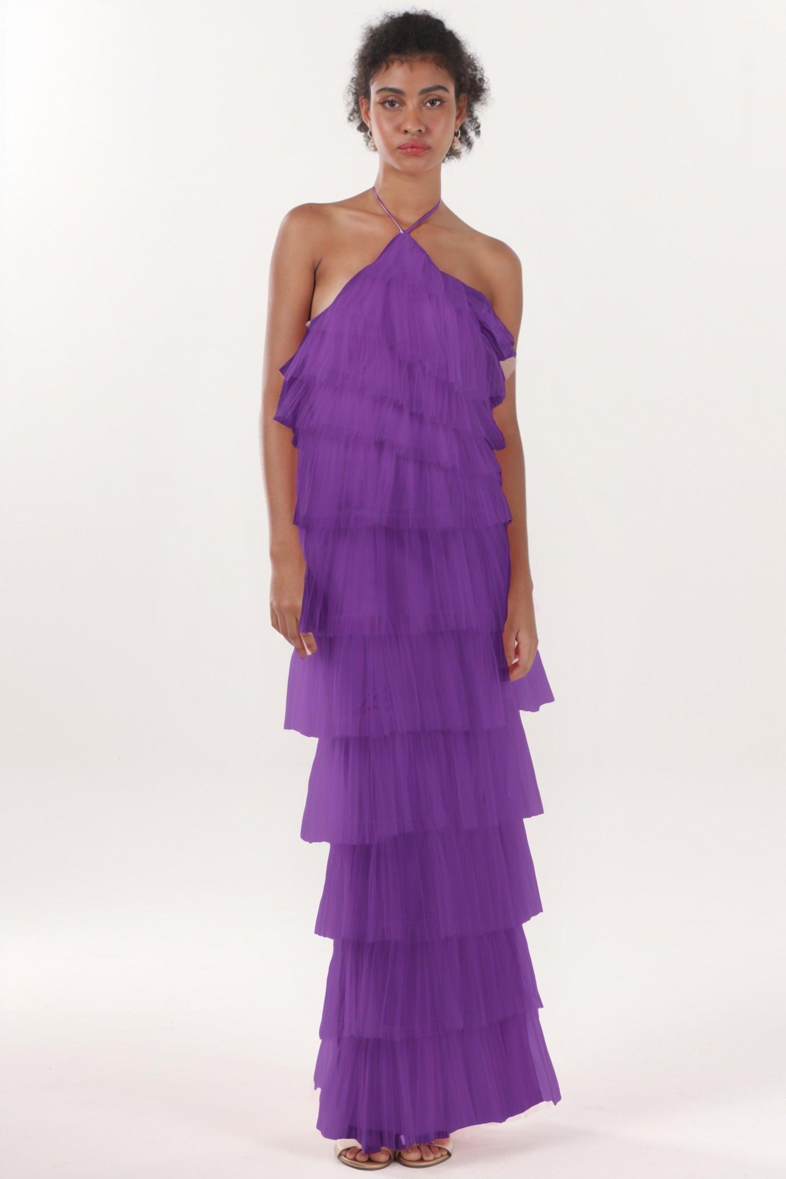 Sheath-Column Maxi Tulle Formal Dress CS0659 - COCOMELODY