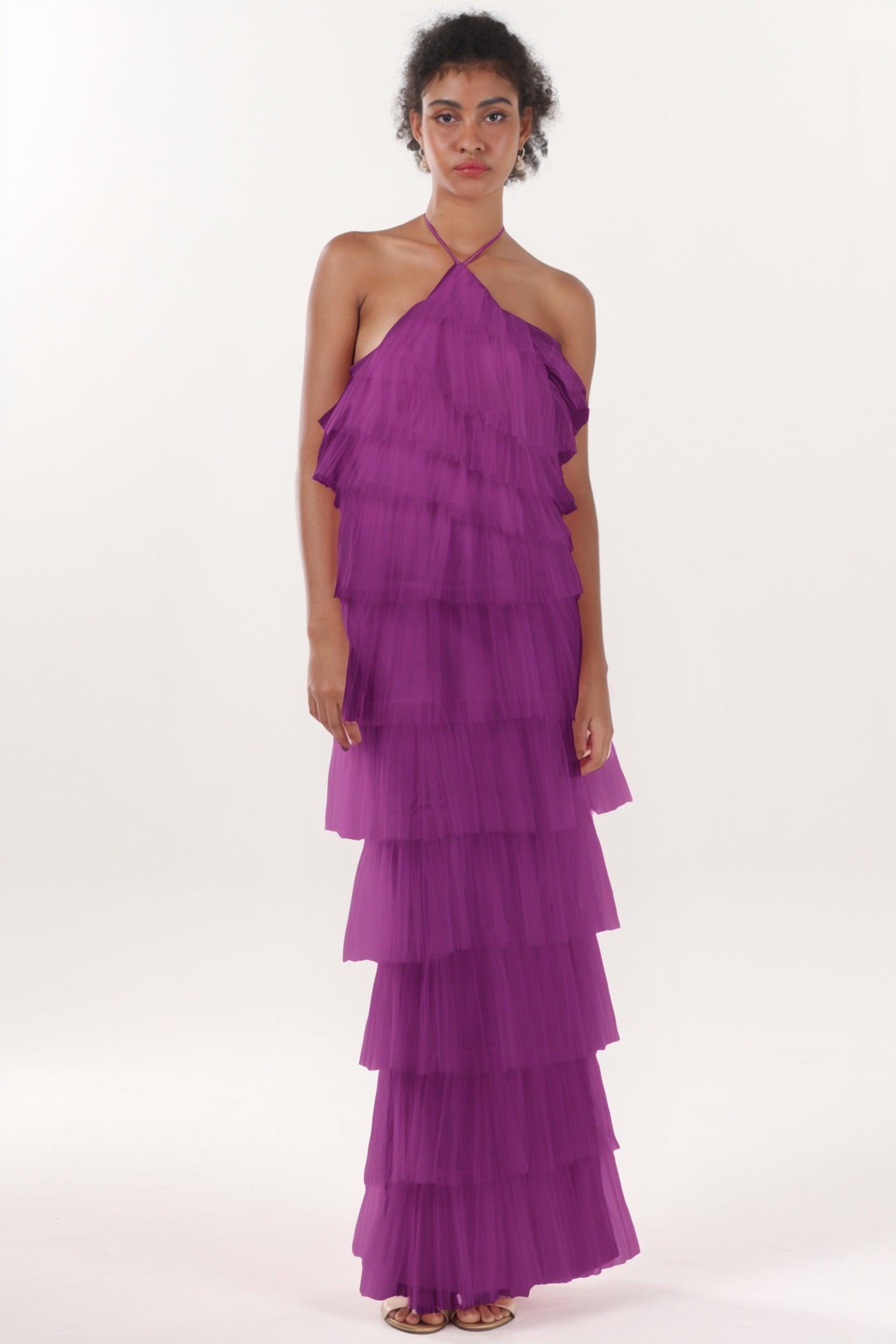 Sheath-Column Maxi Tulle Formal Dress CS0659 - COCOMELODY