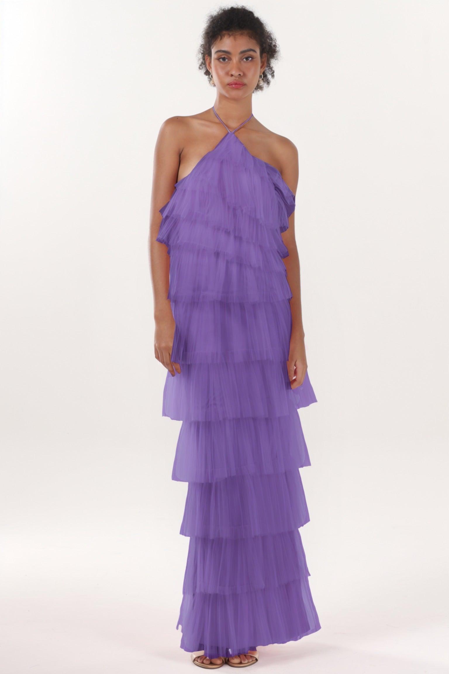 Sheath-Column Maxi Tulle Formal Dress CS0659 - COCOMELODY