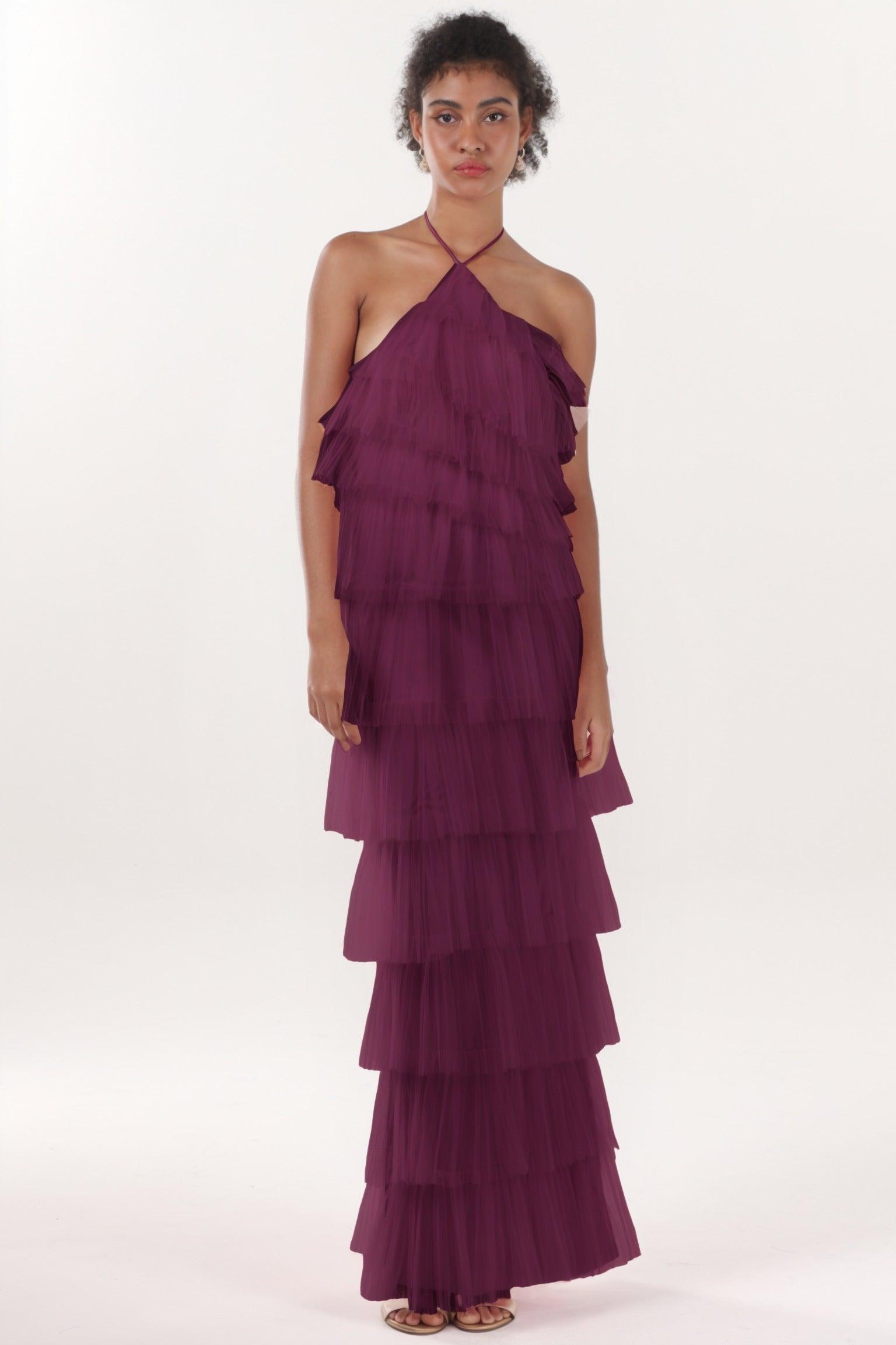 Sheath-Column Maxi Tulle Formal Dress CS0659 - COCOMELODY