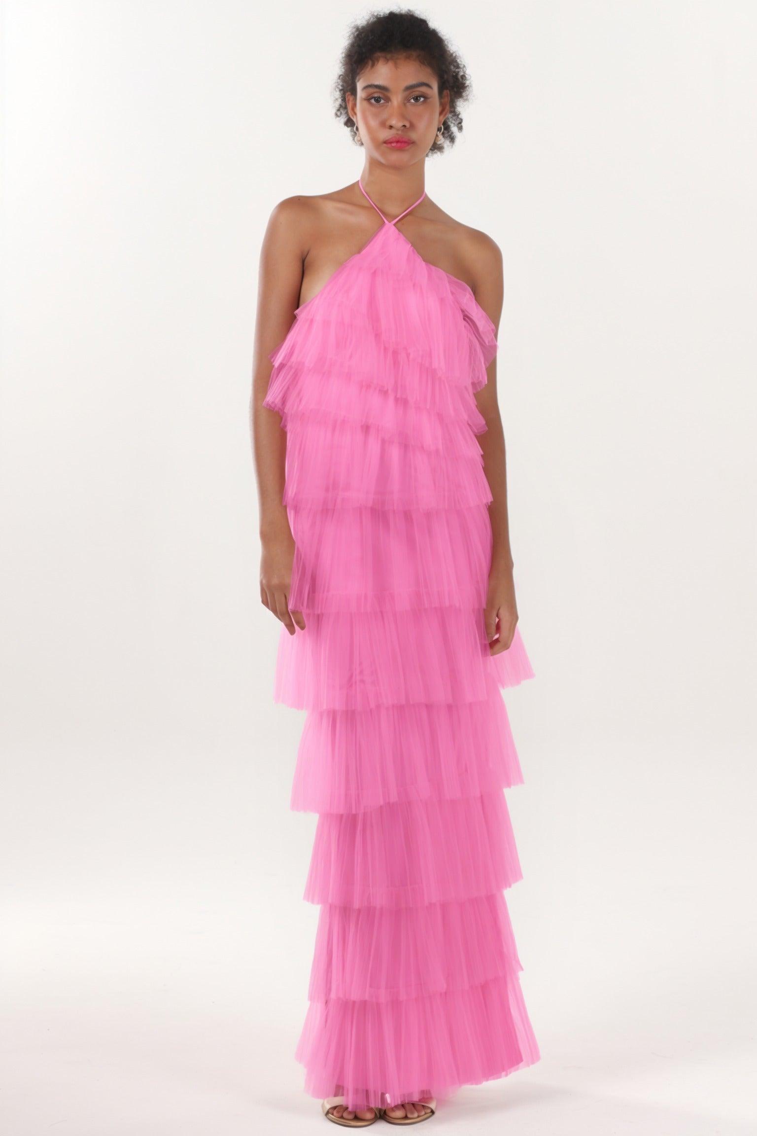 Sheath-Column Maxi Tulle Formal Dress CS0659 - COCOMELODY