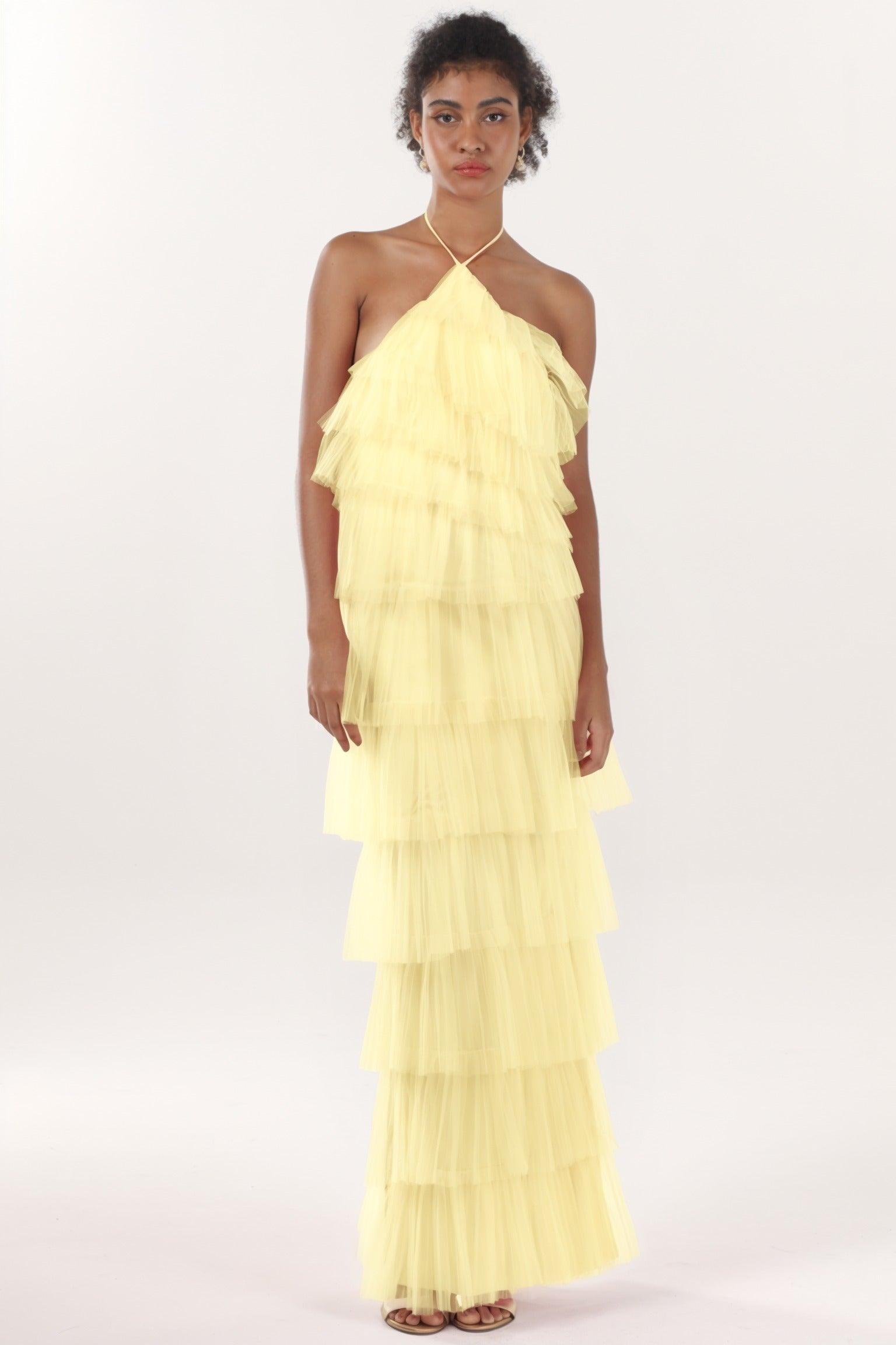 Sheath-Column Maxi Tulle Formal Dress CS0659 - COCOMELODY