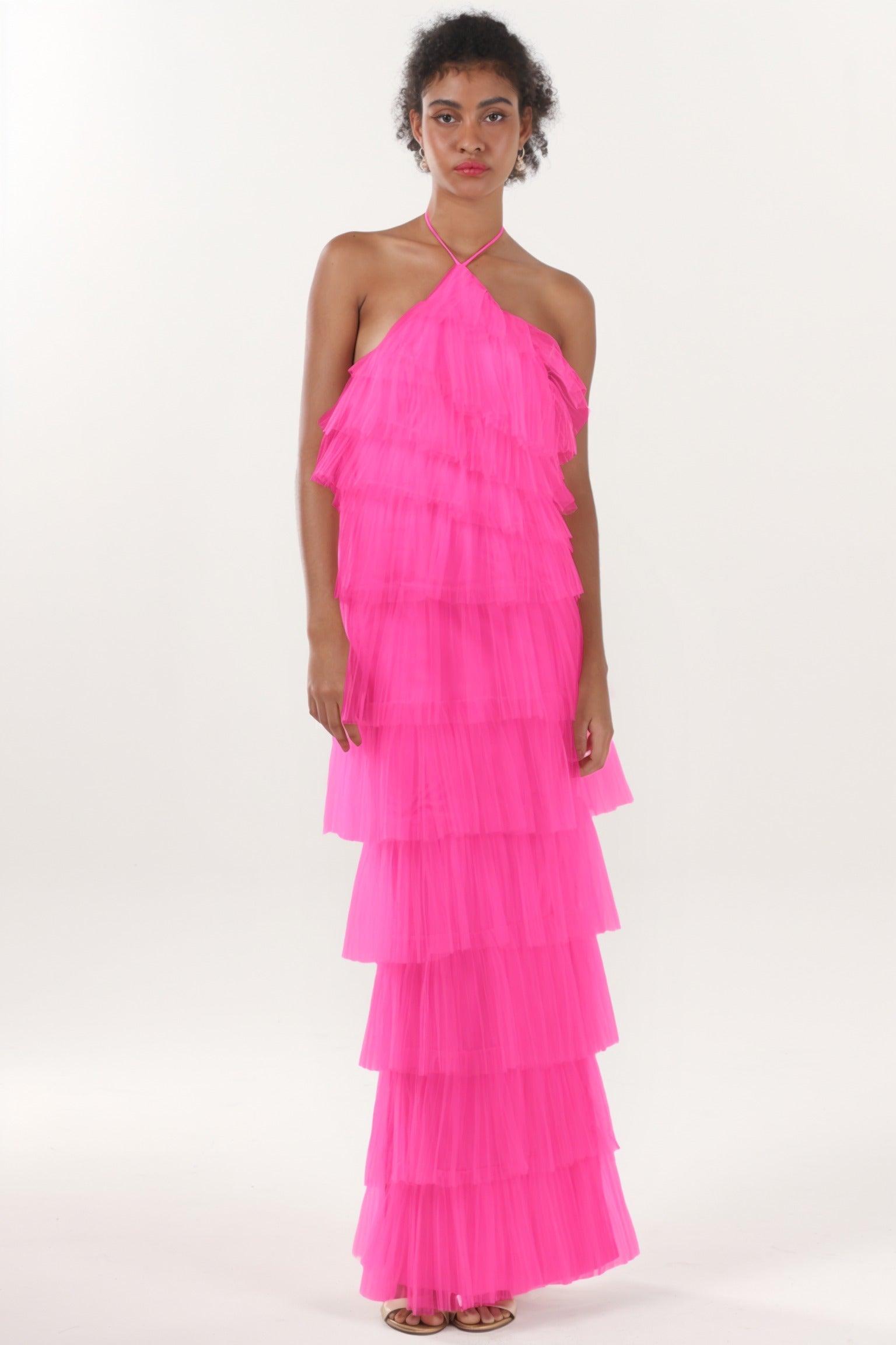 Sheath-Column Maxi Tulle Formal Dress CS0659 - COCOMELODY