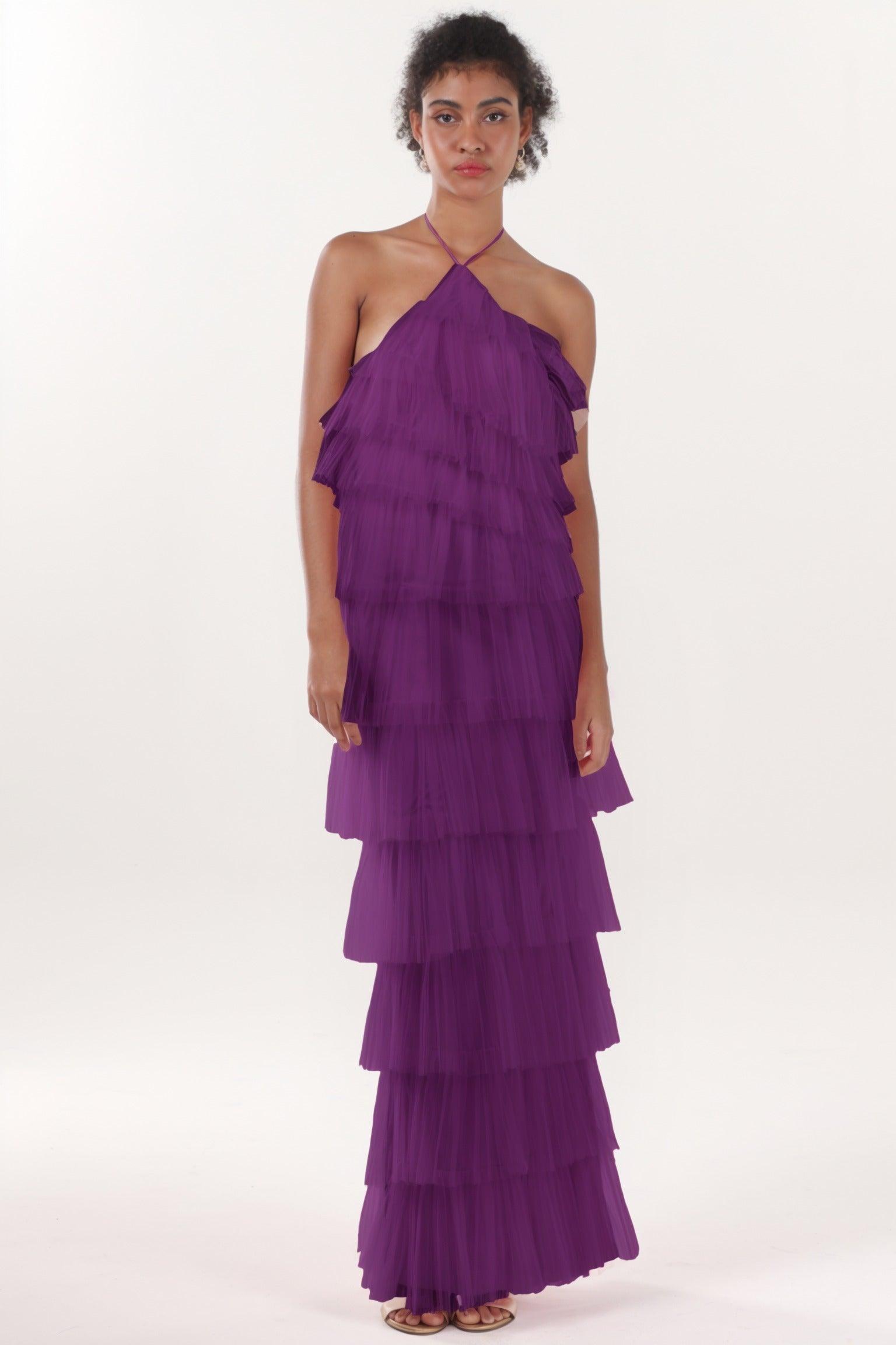 Sheath-Column Maxi Tulle Formal Dress CS0659 - COCOMELODY