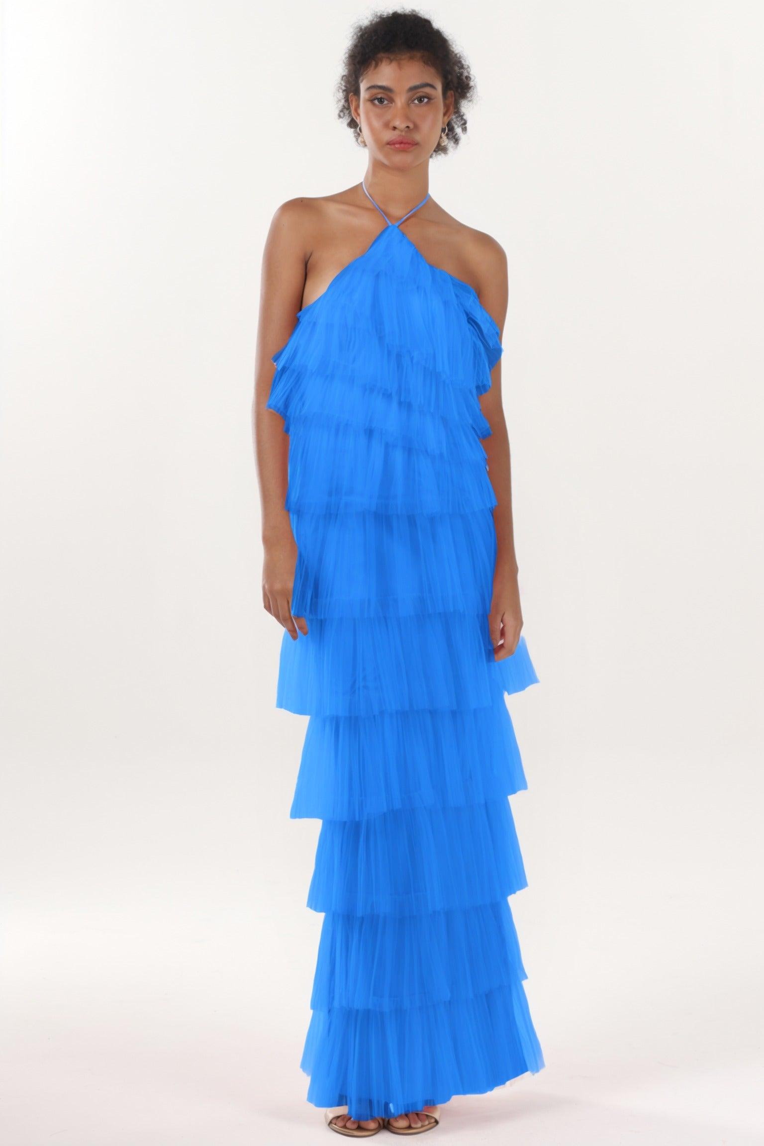 Sheath-Column Maxi Tulle Formal Dress CS0659 - COCOMELODY
