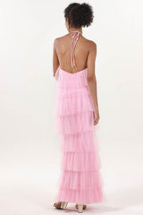 Sheath-Column Maxi Tulle Formal Dress CS0659 - COCOMELODY