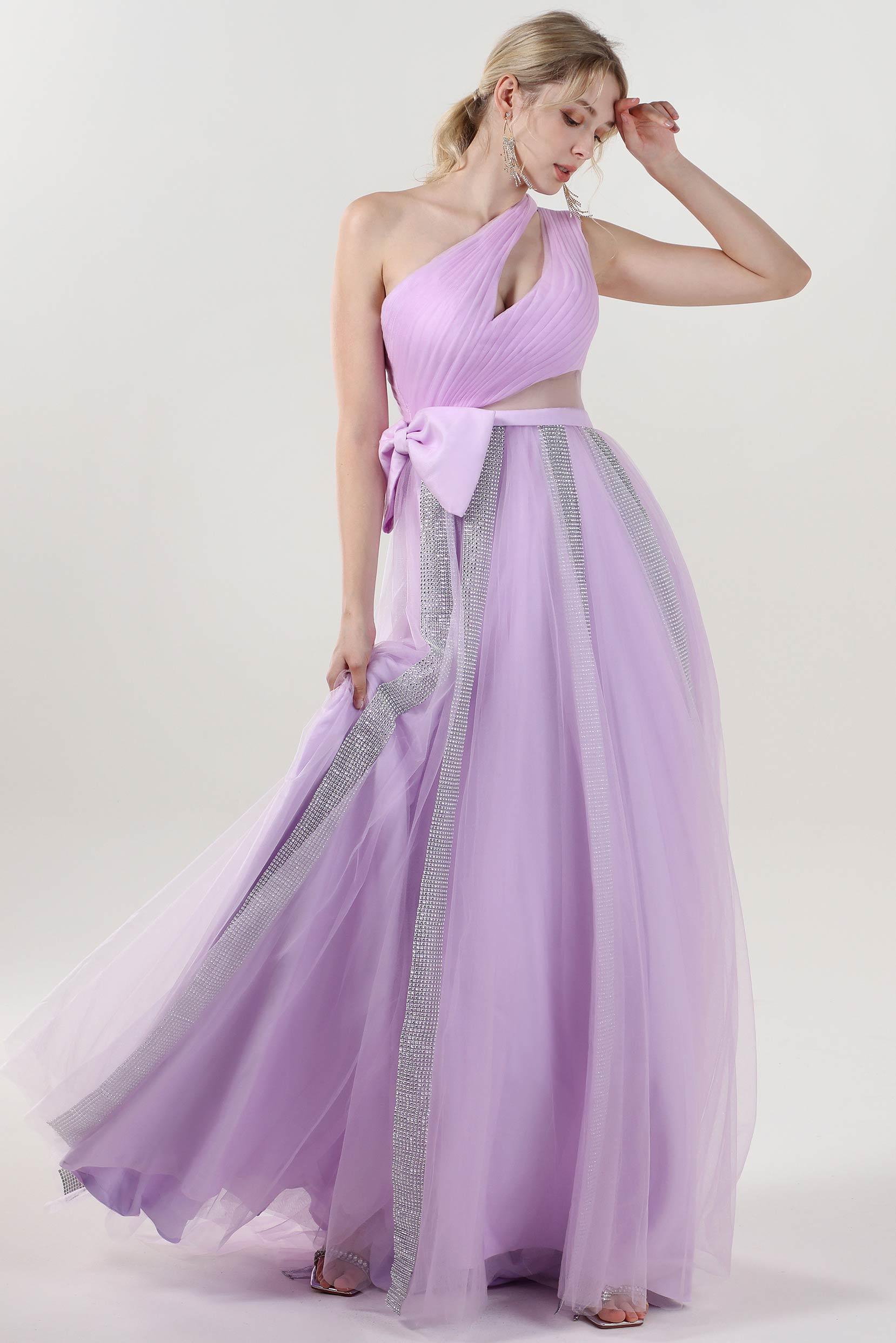 A-Line Sweep-Brush Train Tulle Formal Dress CS0660 - COCOMELODY