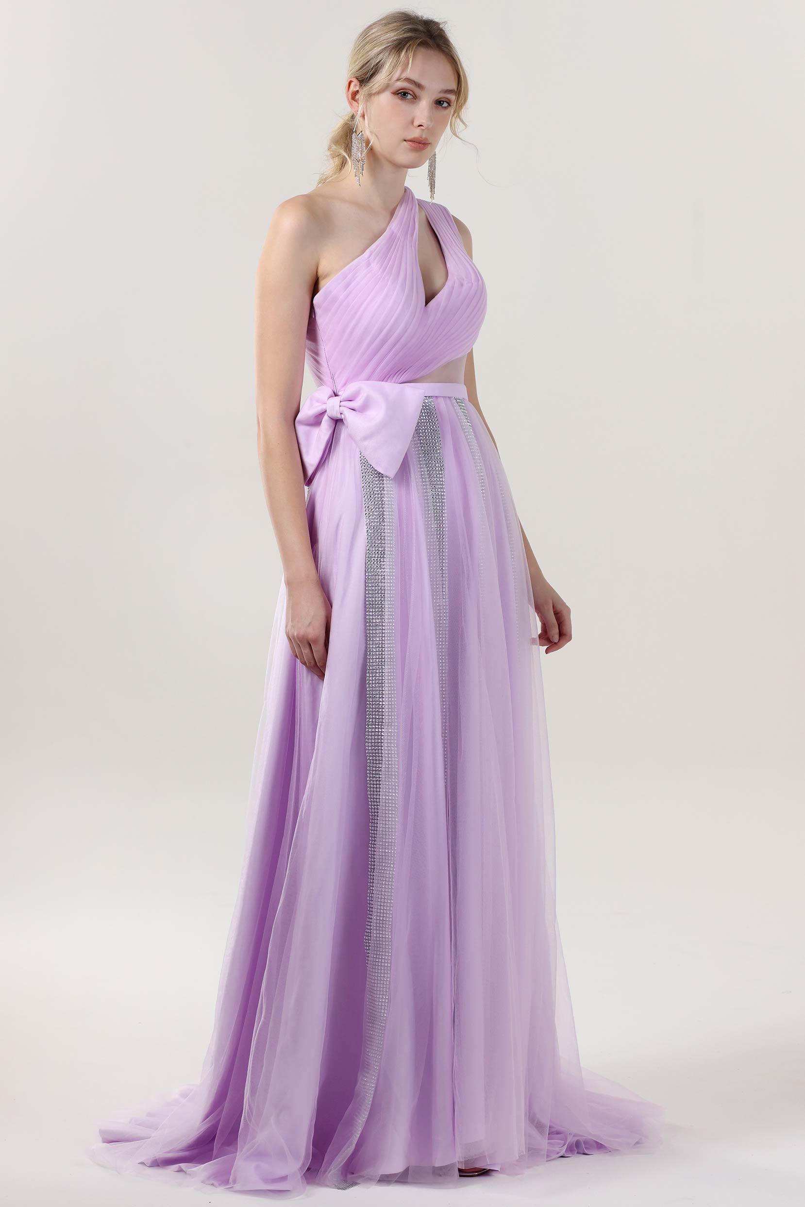 A-Line Sweep-Brush Train Tulle Formal Dress CS0660 - COCOMELODY