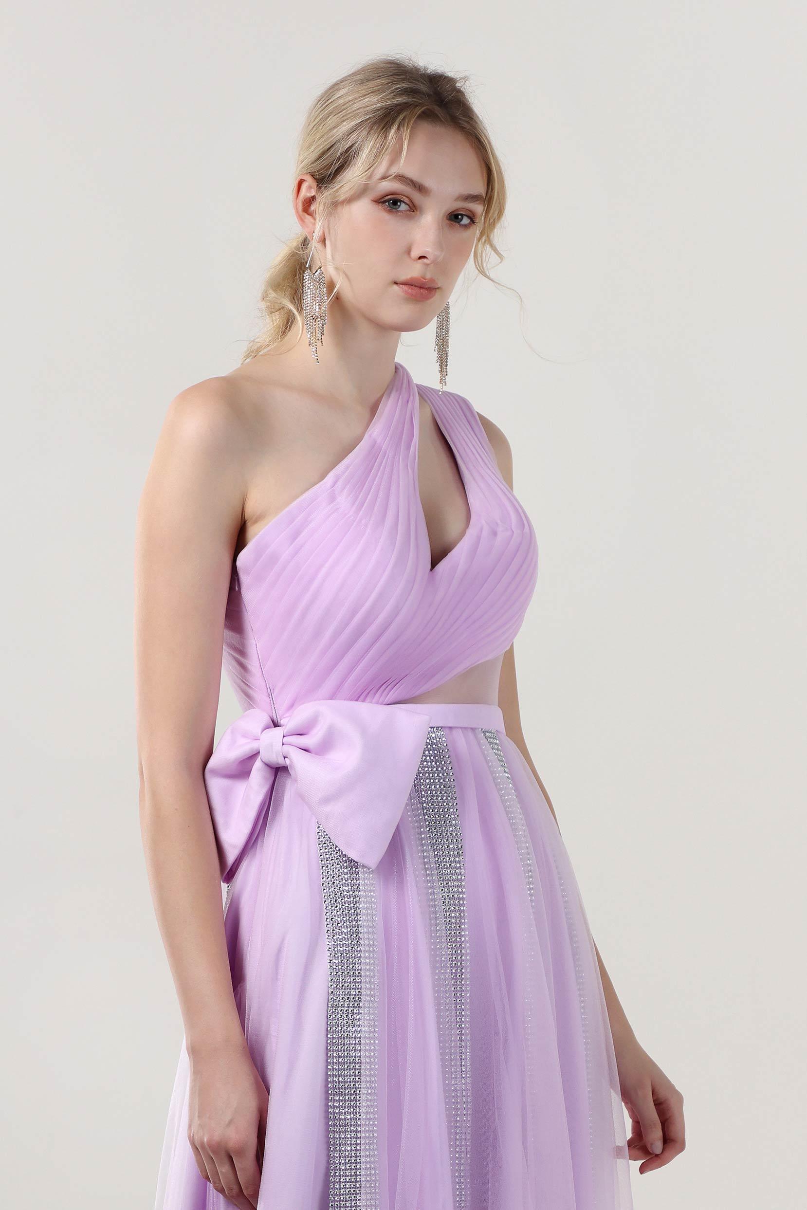 A-Line Sweep-Brush Train Tulle Formal Dress CS0660 - COCOMELODY