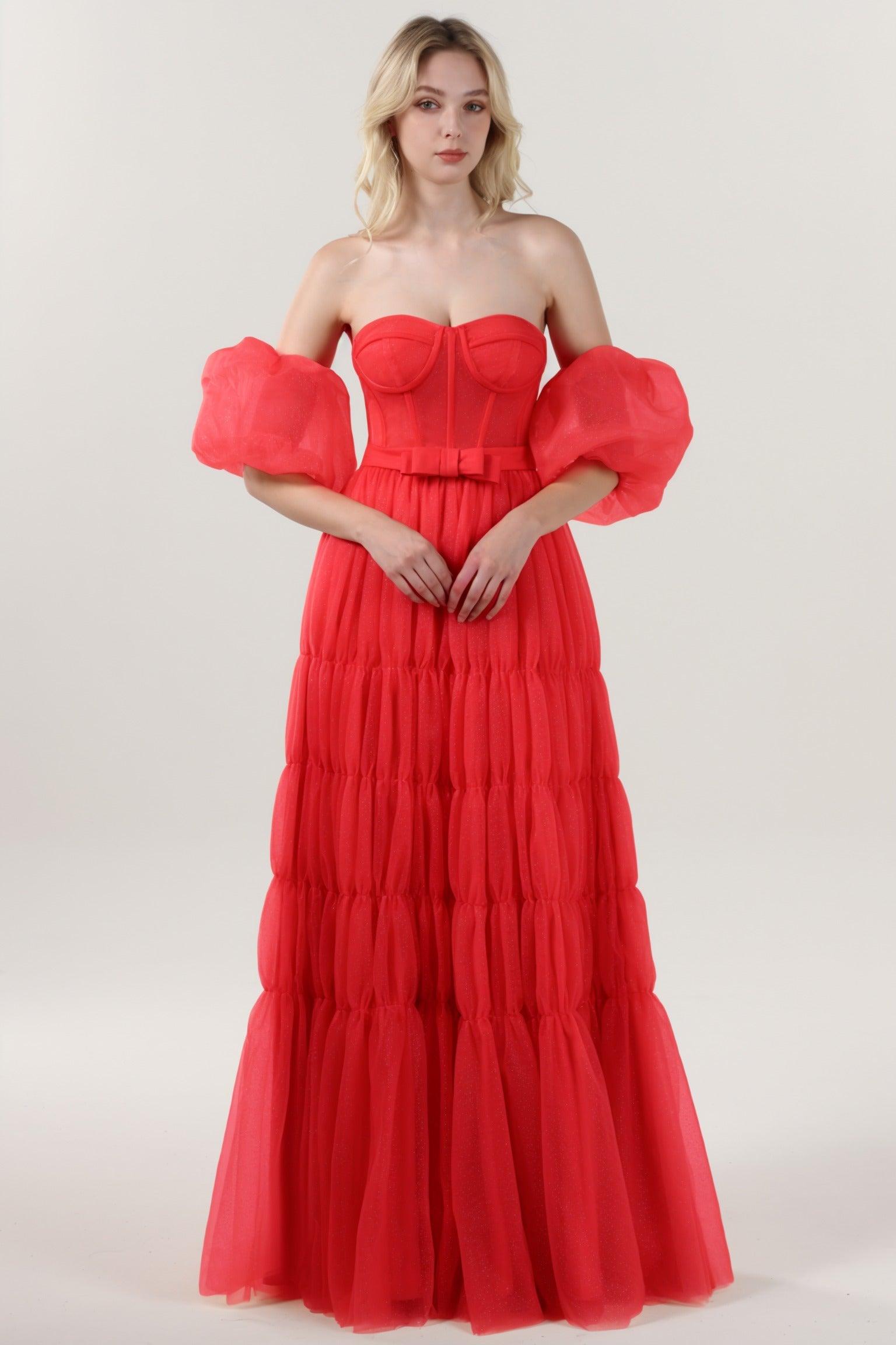 A-Line Maxi Tulle Formal Dress CS0661 - COCOMELODY