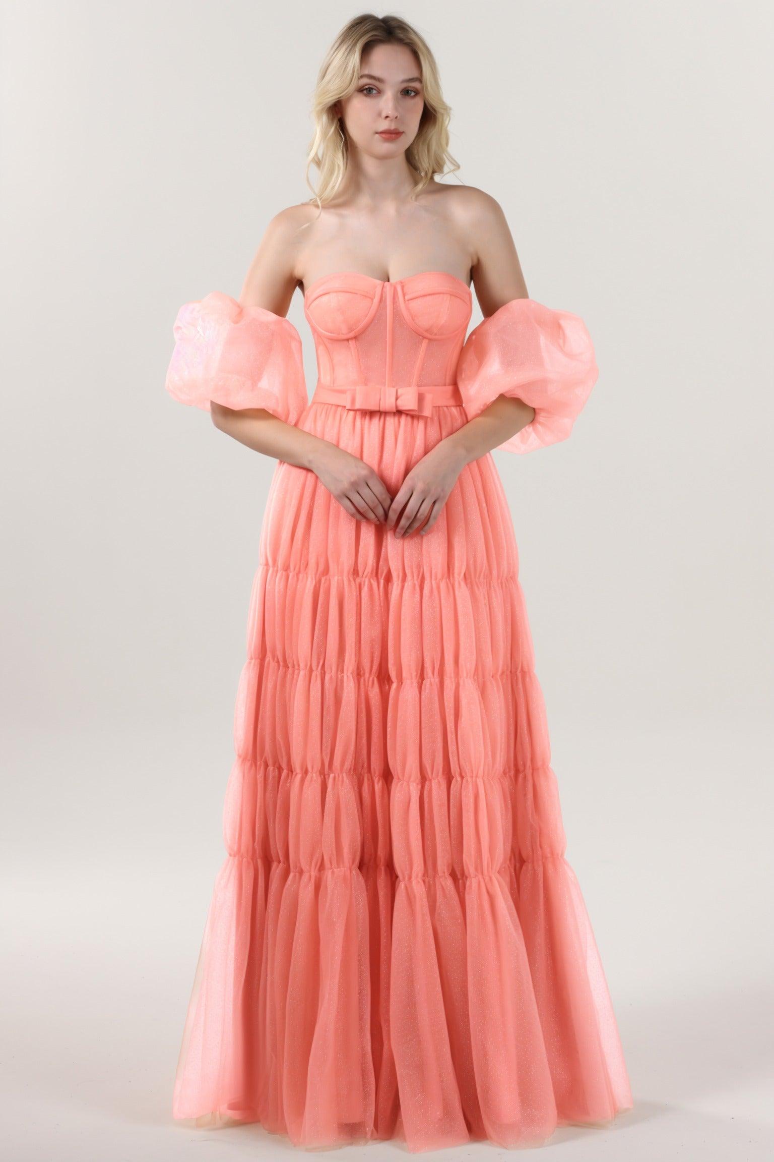 A-Line Maxi Tulle Formal Dress CS0661 - COCOMELODY