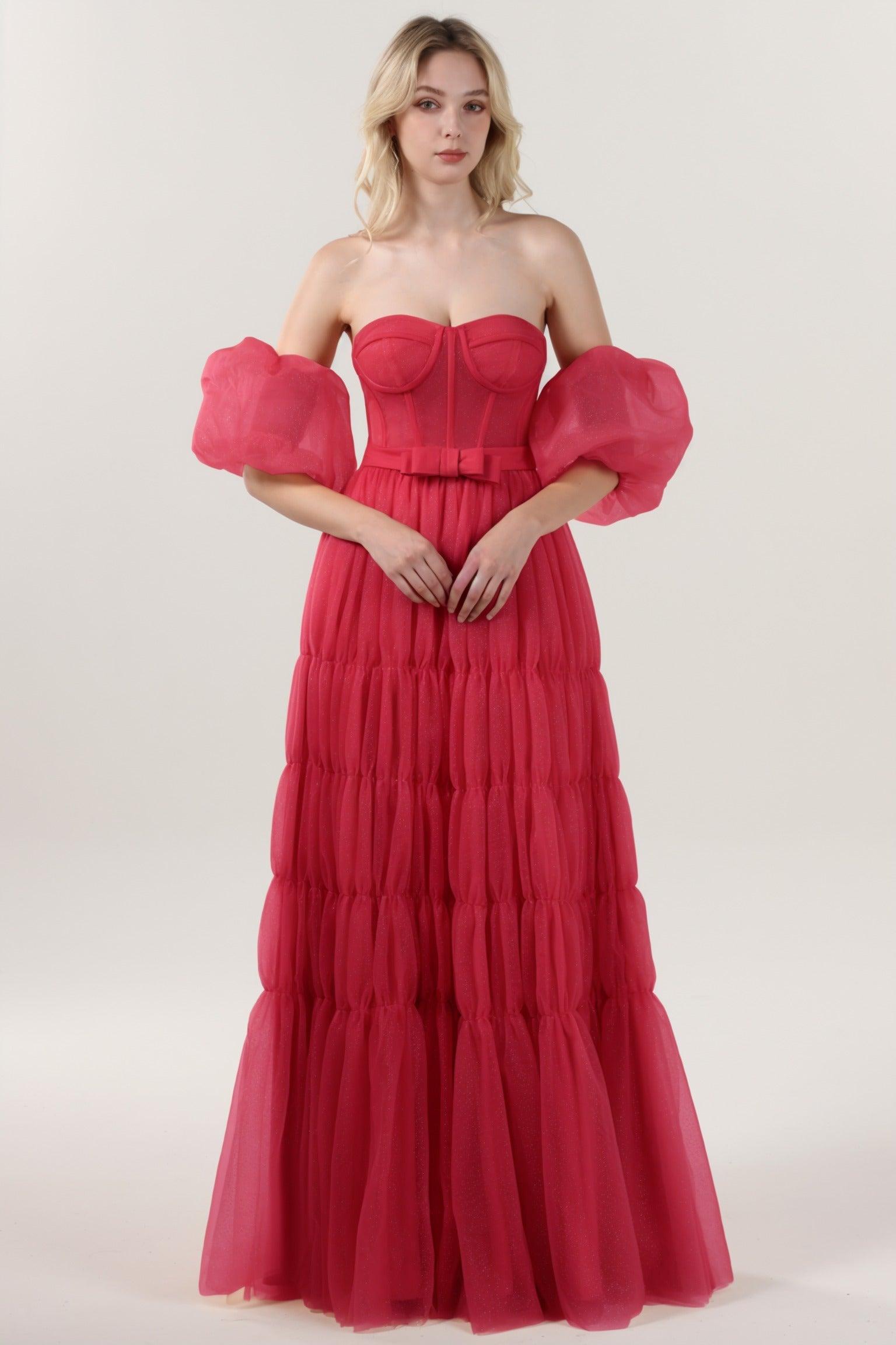 A-Line Maxi Tulle Formal Dress CS0661 - COCOMELODY