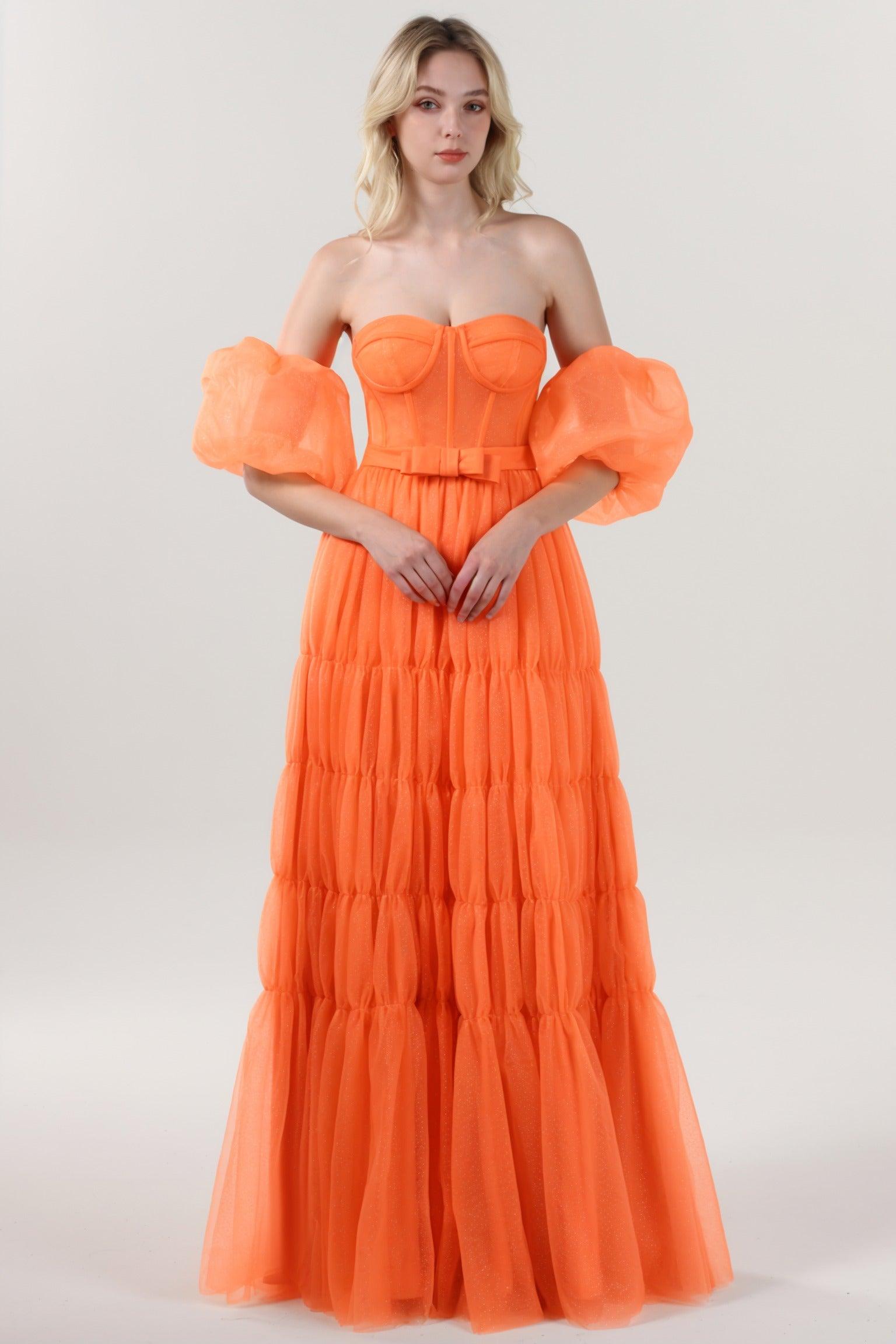 A-Line Maxi Tulle Formal Dress CS0661 - COCOMELODY