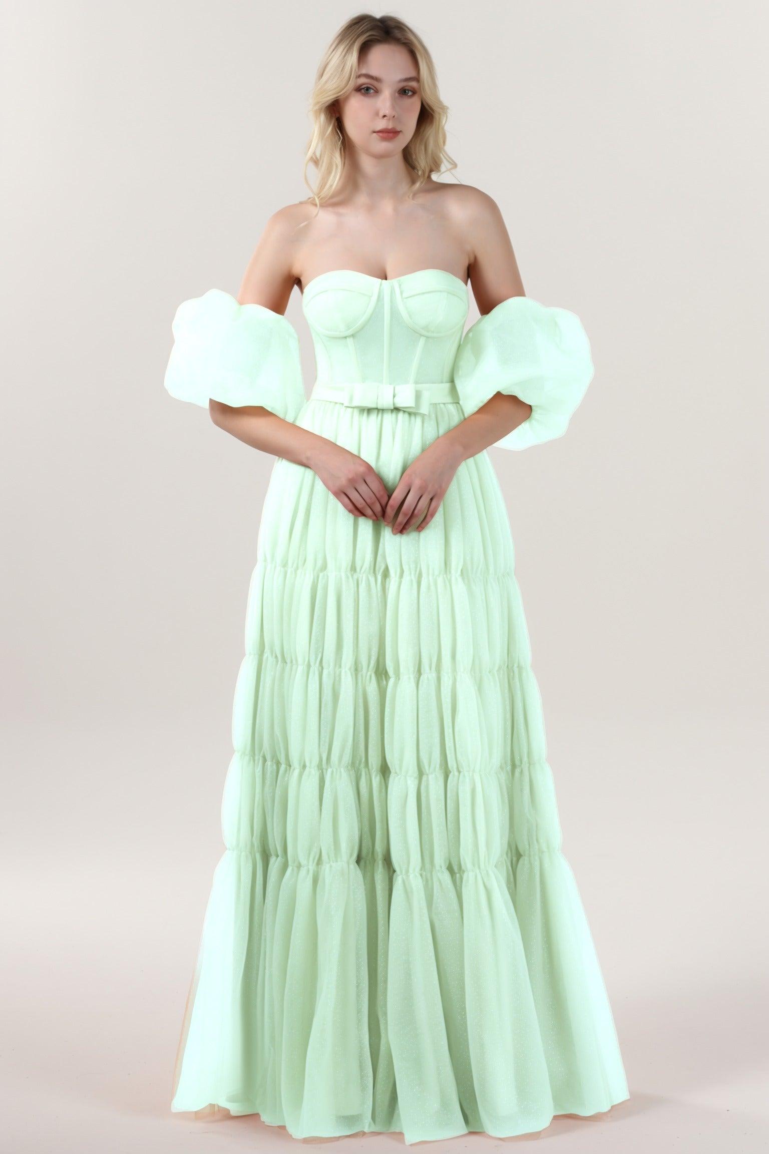 A-Line Maxi Tulle Formal Dress CS0661 - COCOMELODY