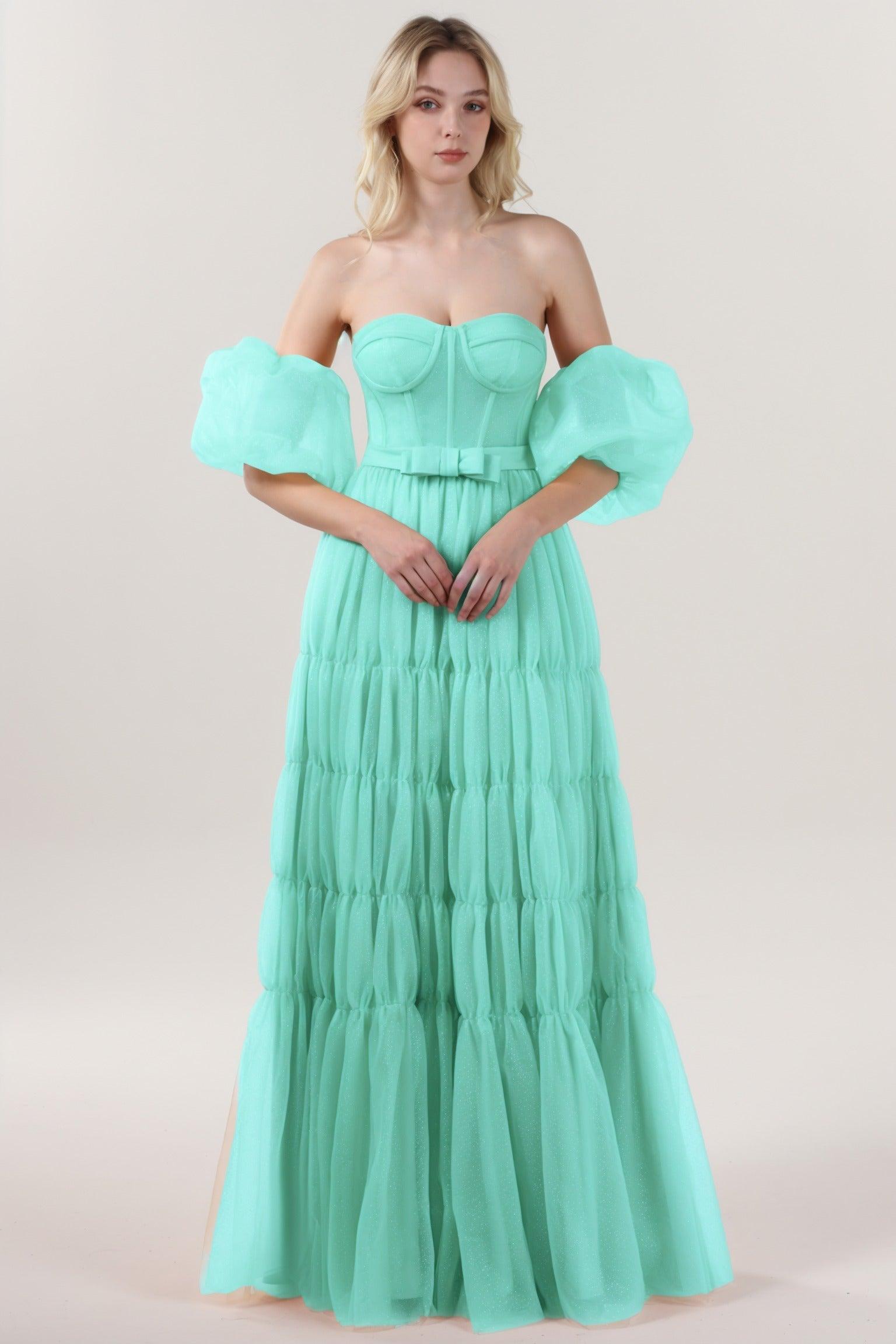 A-Line Maxi Tulle Formal Dress CS0661 - COCOMELODY
